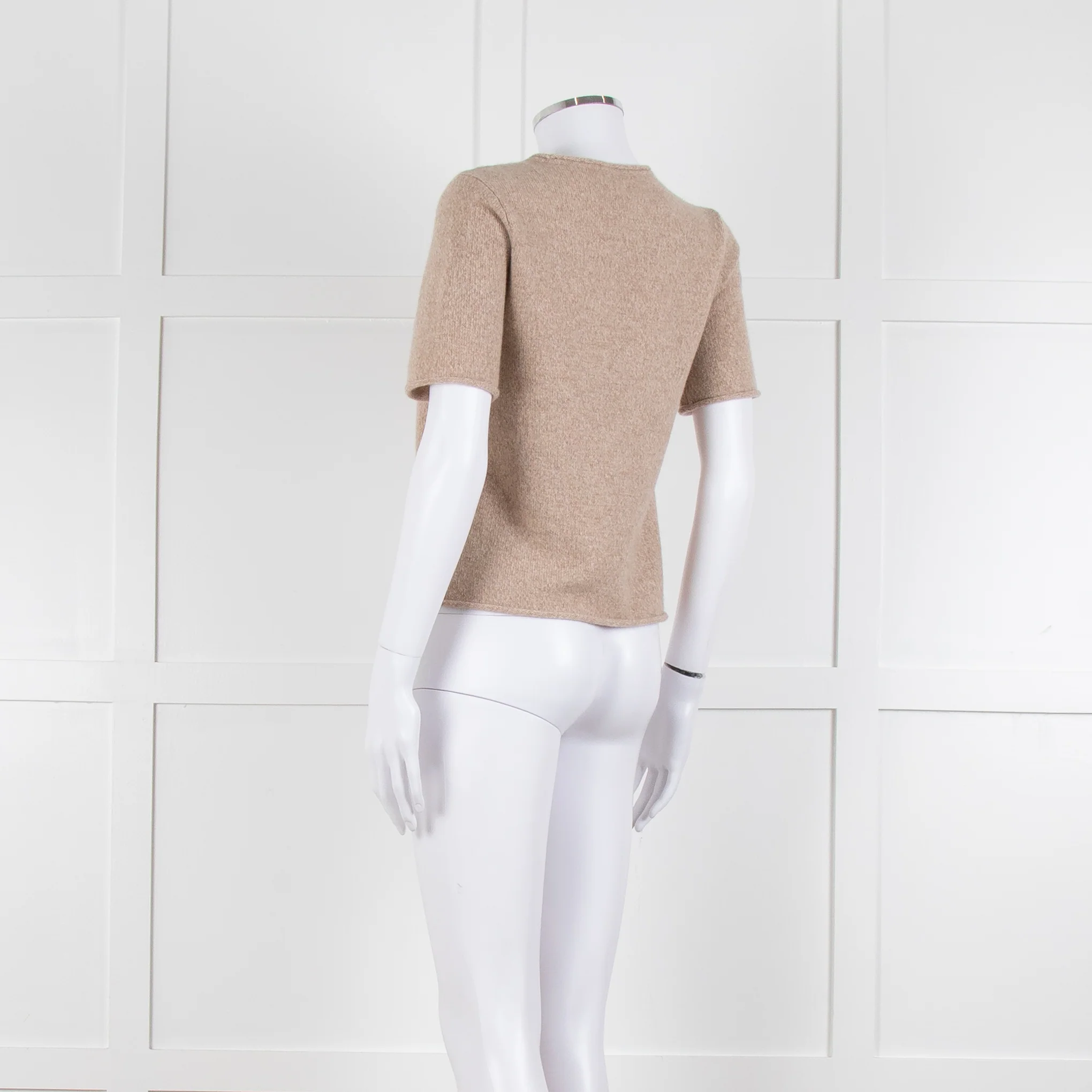 Club Monaco Beige Cashmere Short Sleeve Sweater - Image 6