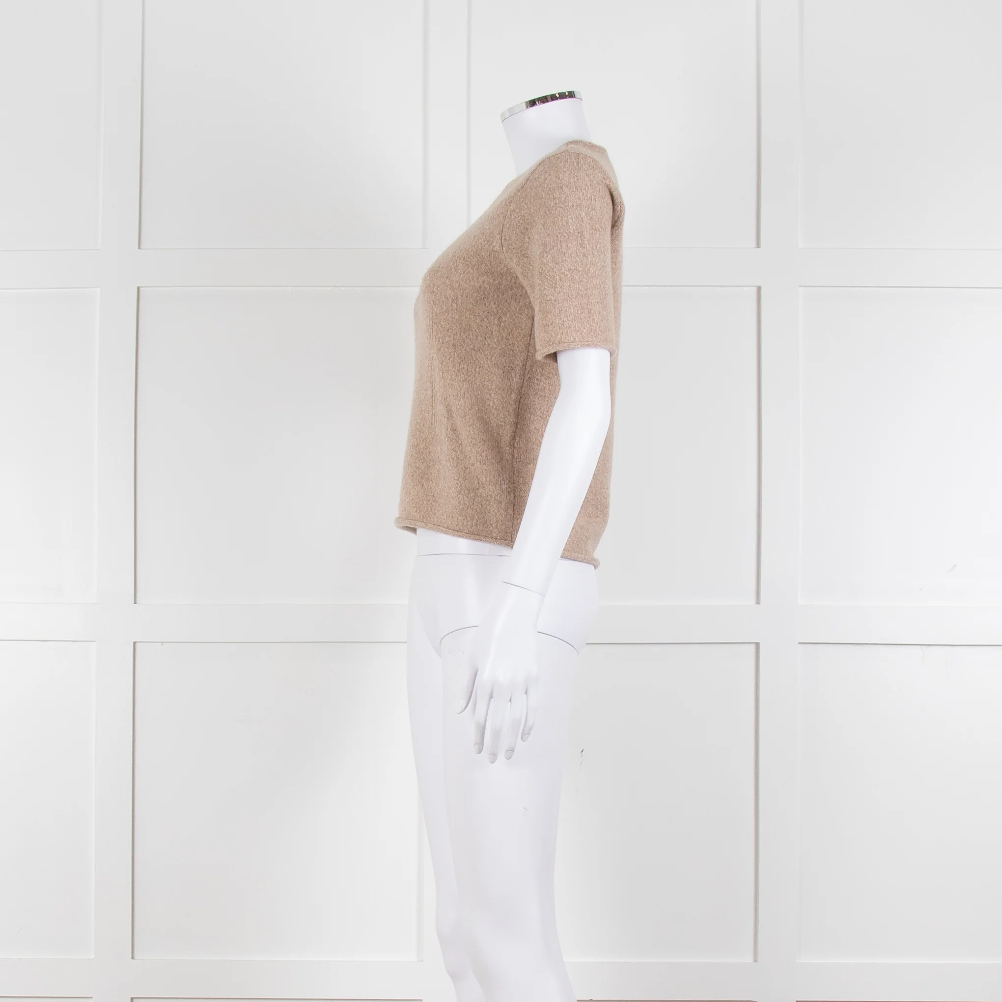 Club Monaco Beige Cashmere Short Sleeve Sweater - Image 7
