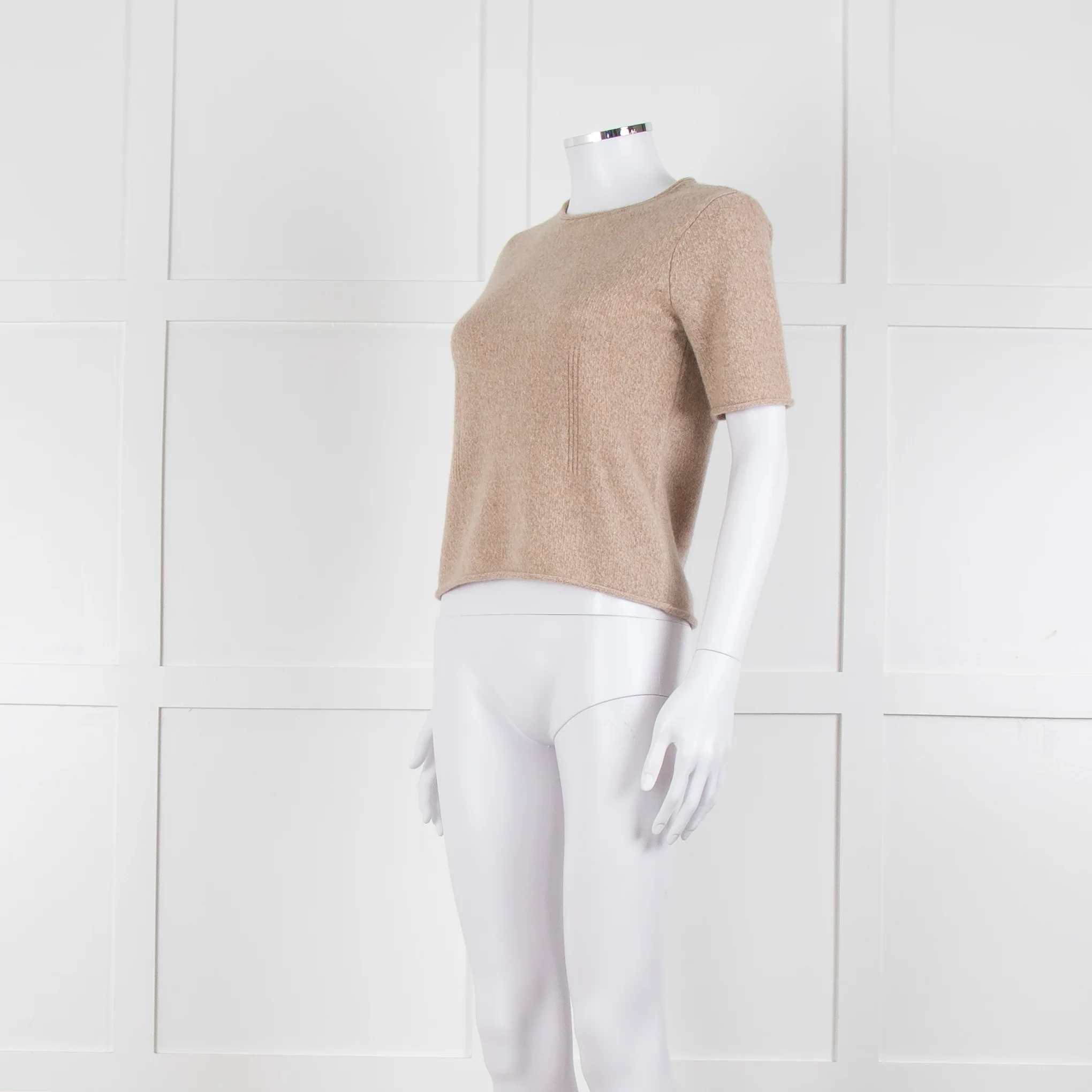 Club Monaco Beige Cashmere Short Sleeve Sweater - Image 8