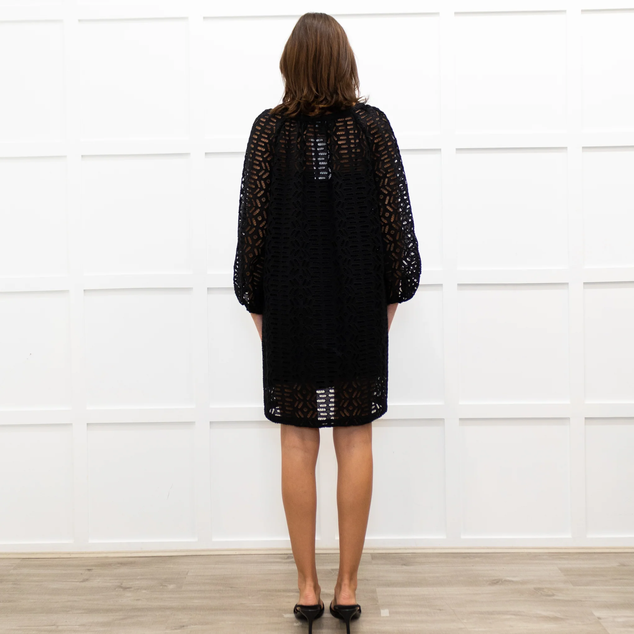 Club Monaco Black Lace Short Dress With Slip - Image 5