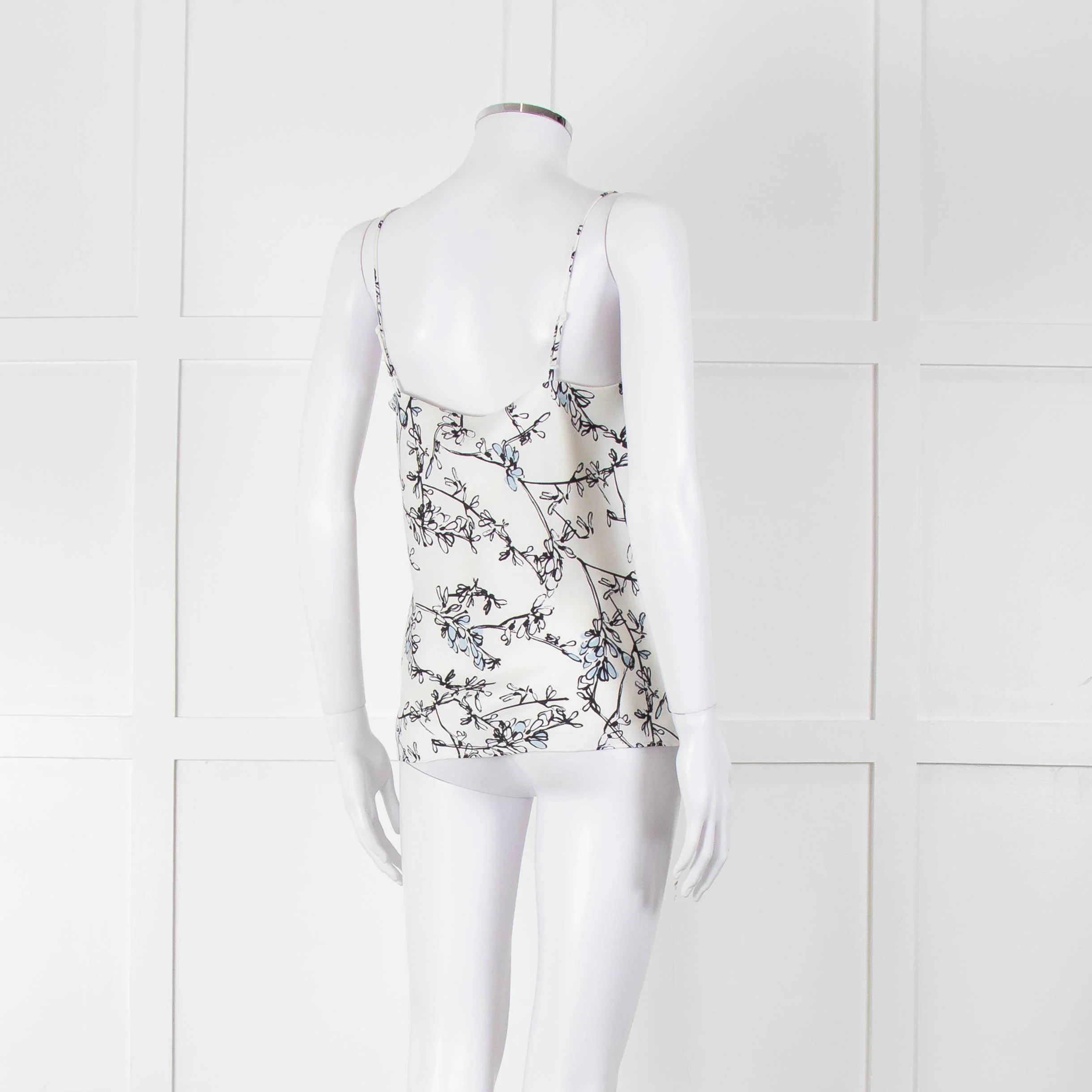 Club Monaco Cream Camisole Top with Handrawn Flower Pattern - Image 4