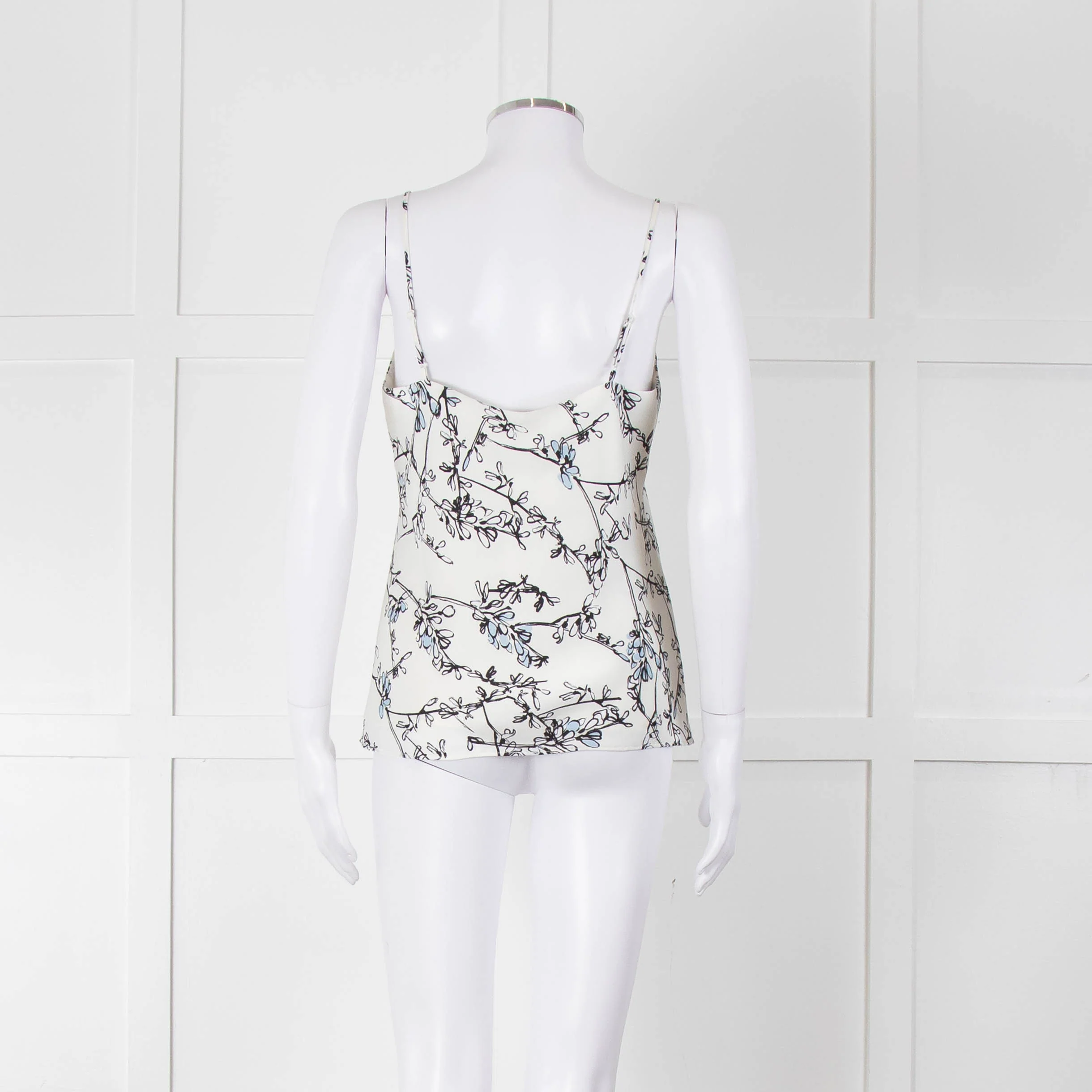 Club Monaco Cream Camisole Top with Handrawn Flower Pattern - Image 5