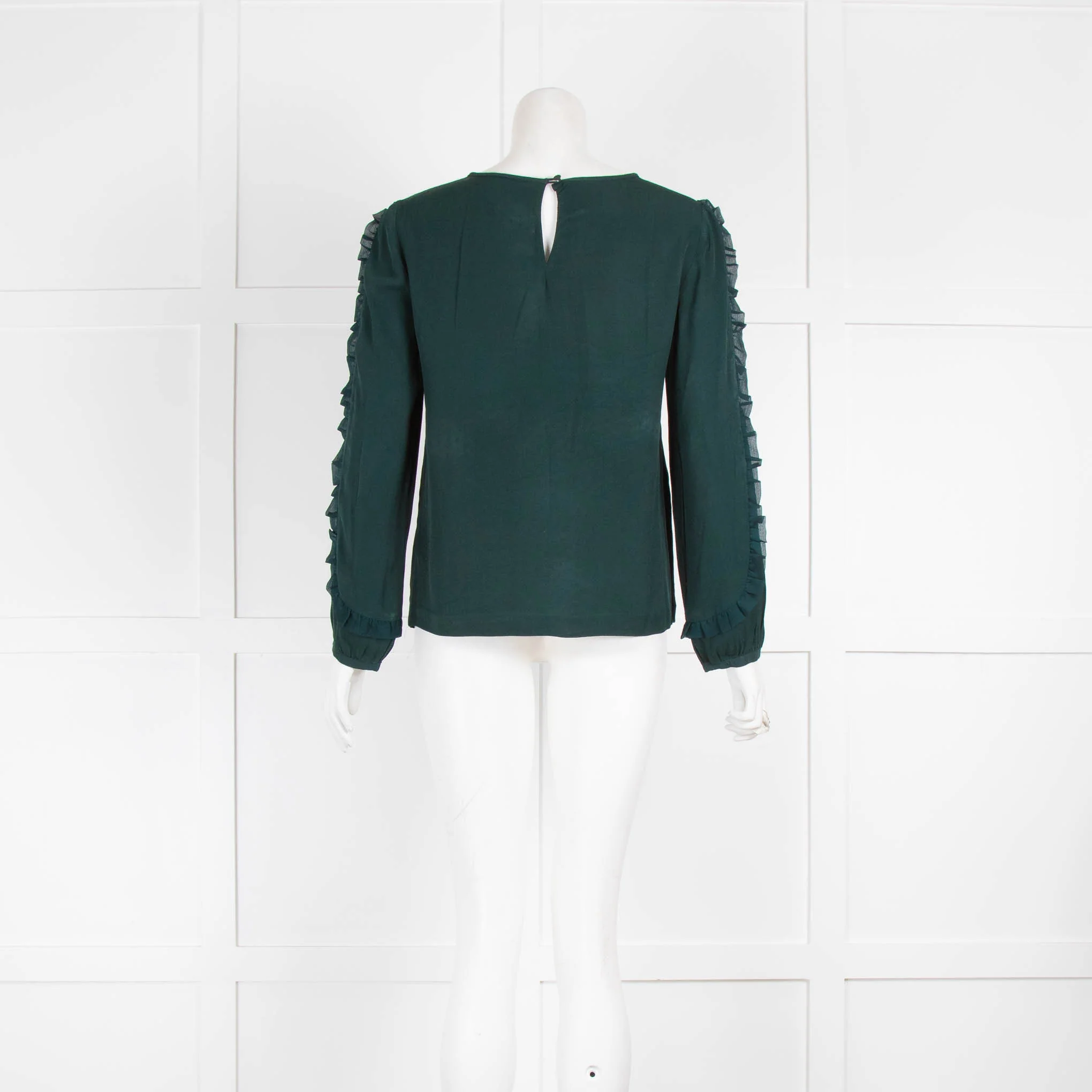 Club Monaco Green Frilled Sleeve Blouse - Image 3