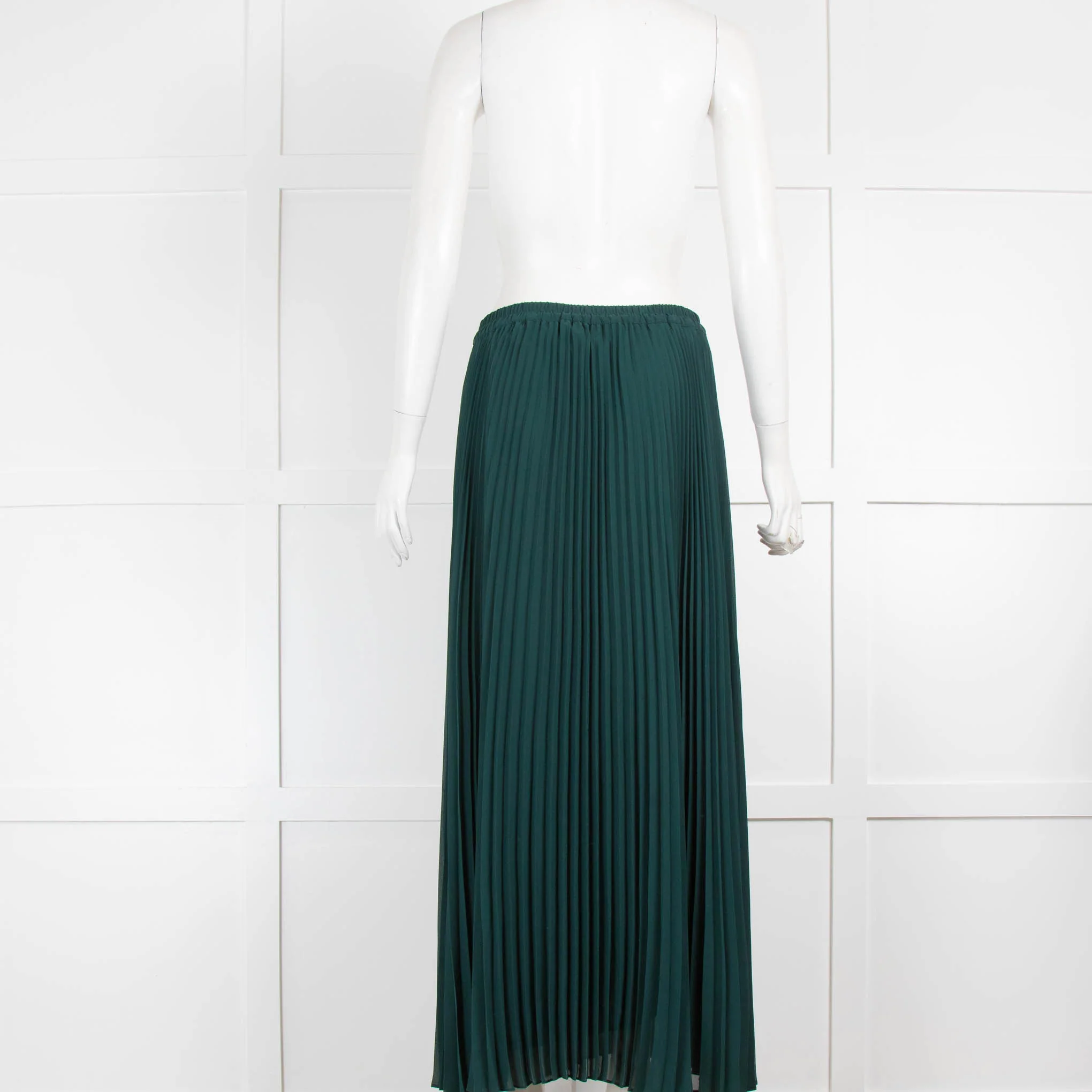 Club Monaco Green Pleated Midi Skirt - Image 3