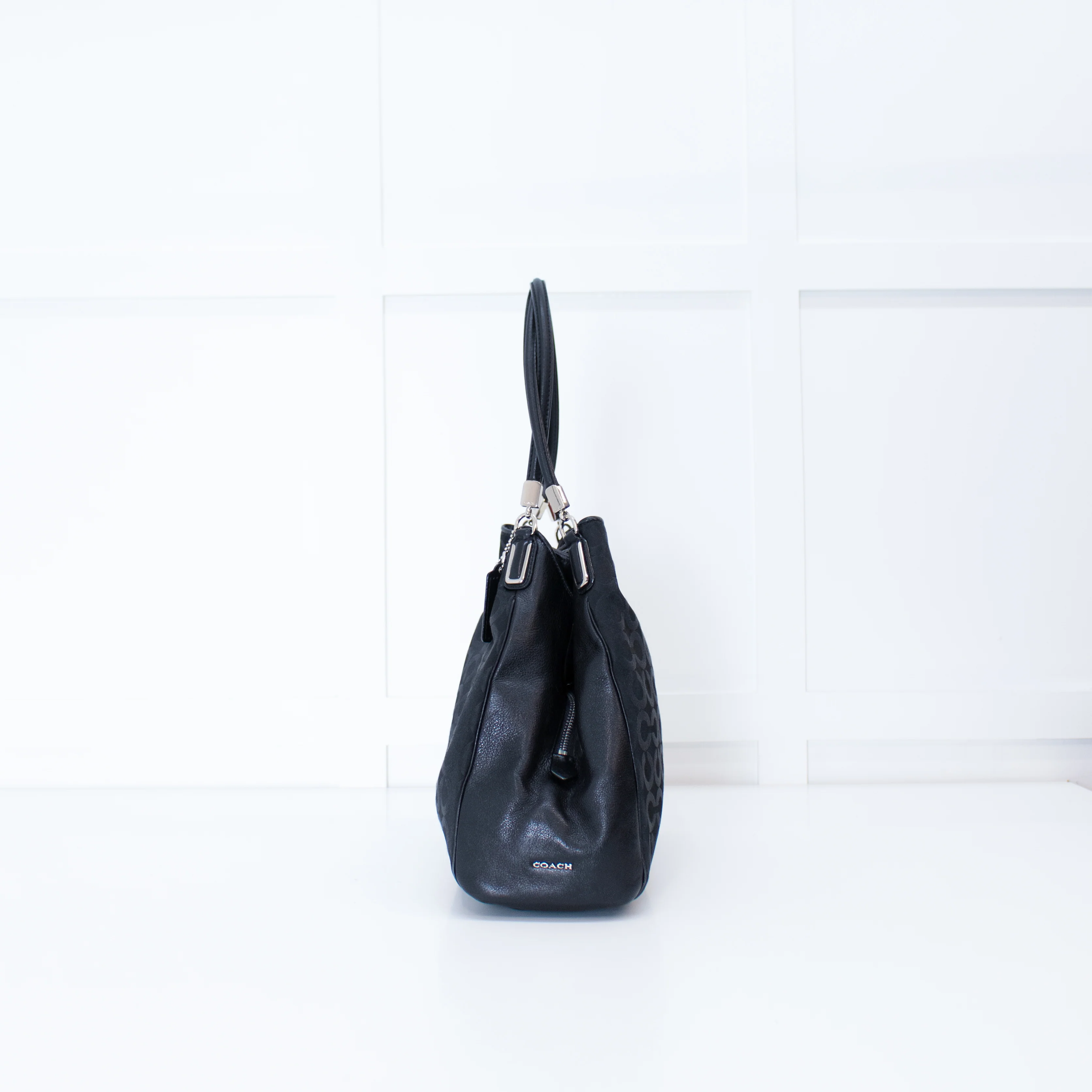 Coach Black Fabric Leather Trim Signature 25637 Shoulder Bag - Image 5