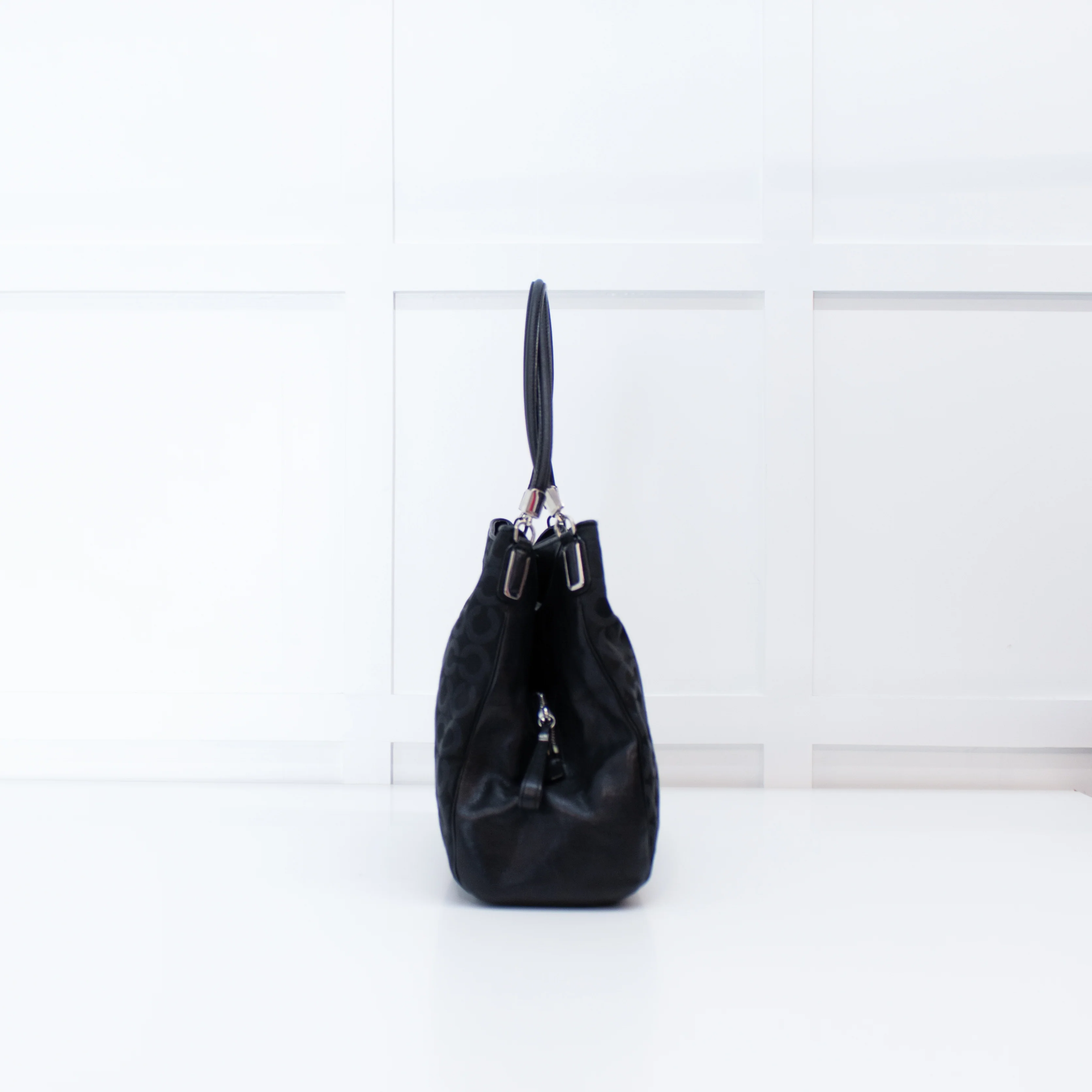 Coach Black Fabric Leather Trim Signature 25637 Shoulder Bag - Image 6