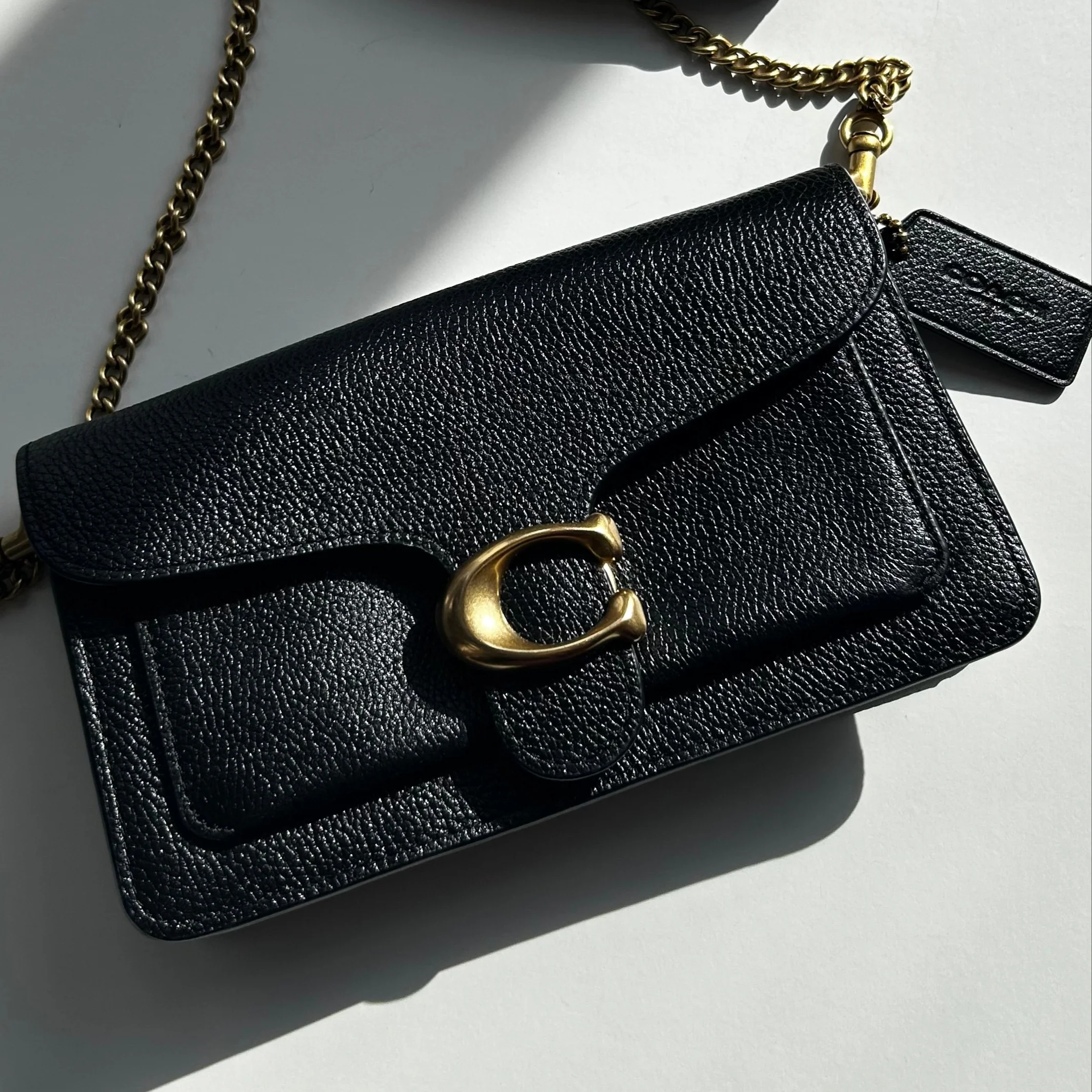 Coach Black Pebble Leather Tabby Chain Clutch - Image 2