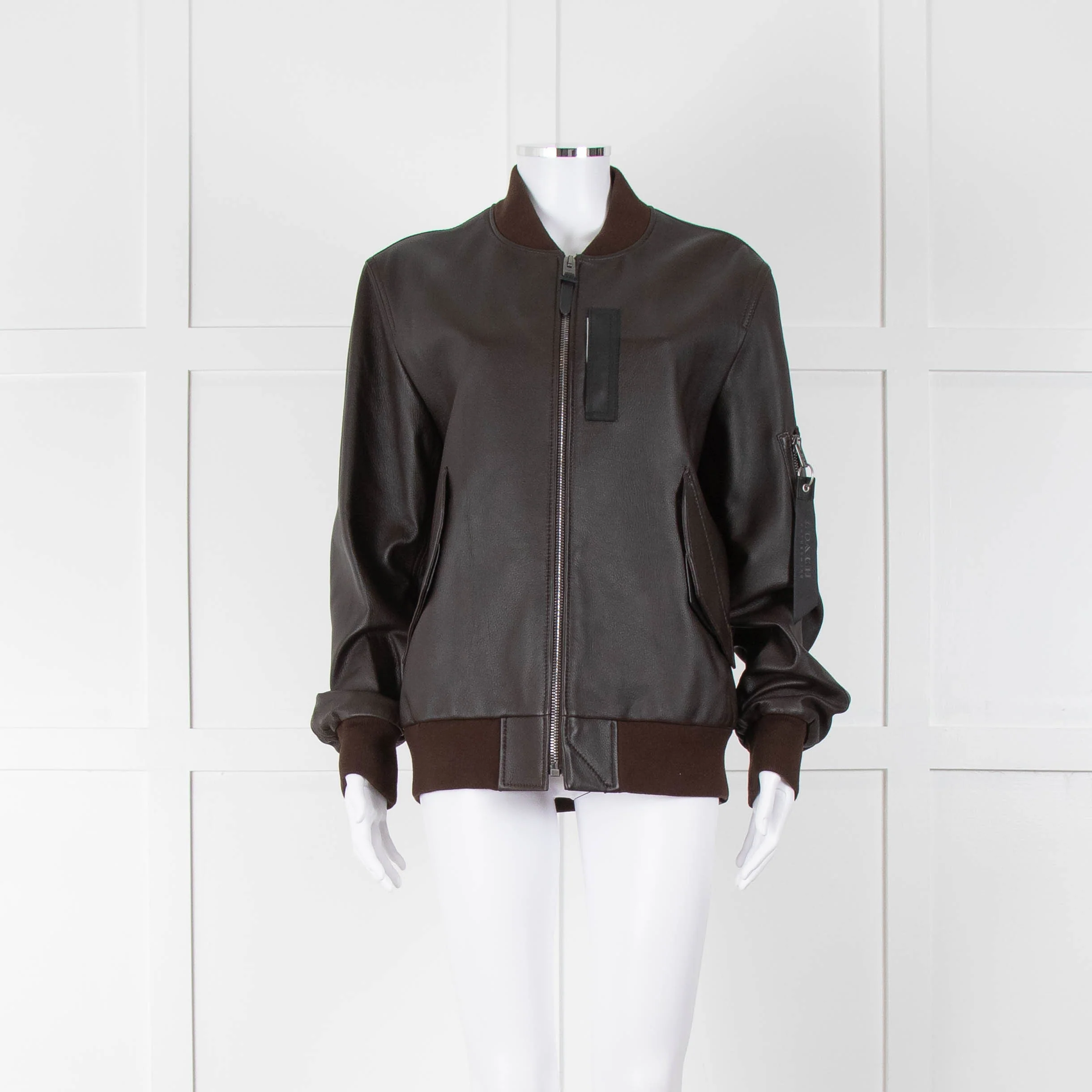 Coach Brown Leather Bomber Jacket