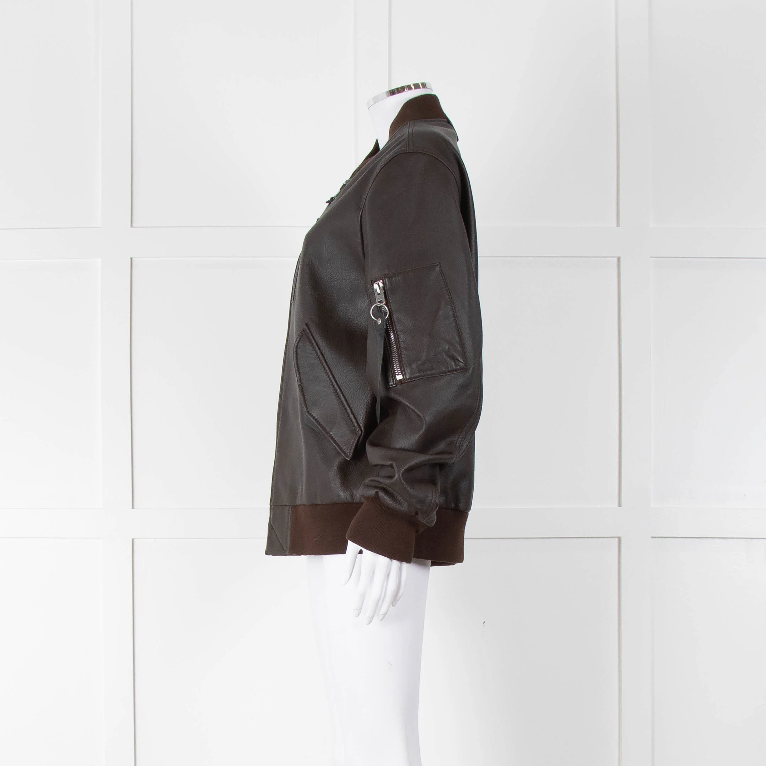 Coach Brown Leather Bomber Jacket - Image 7