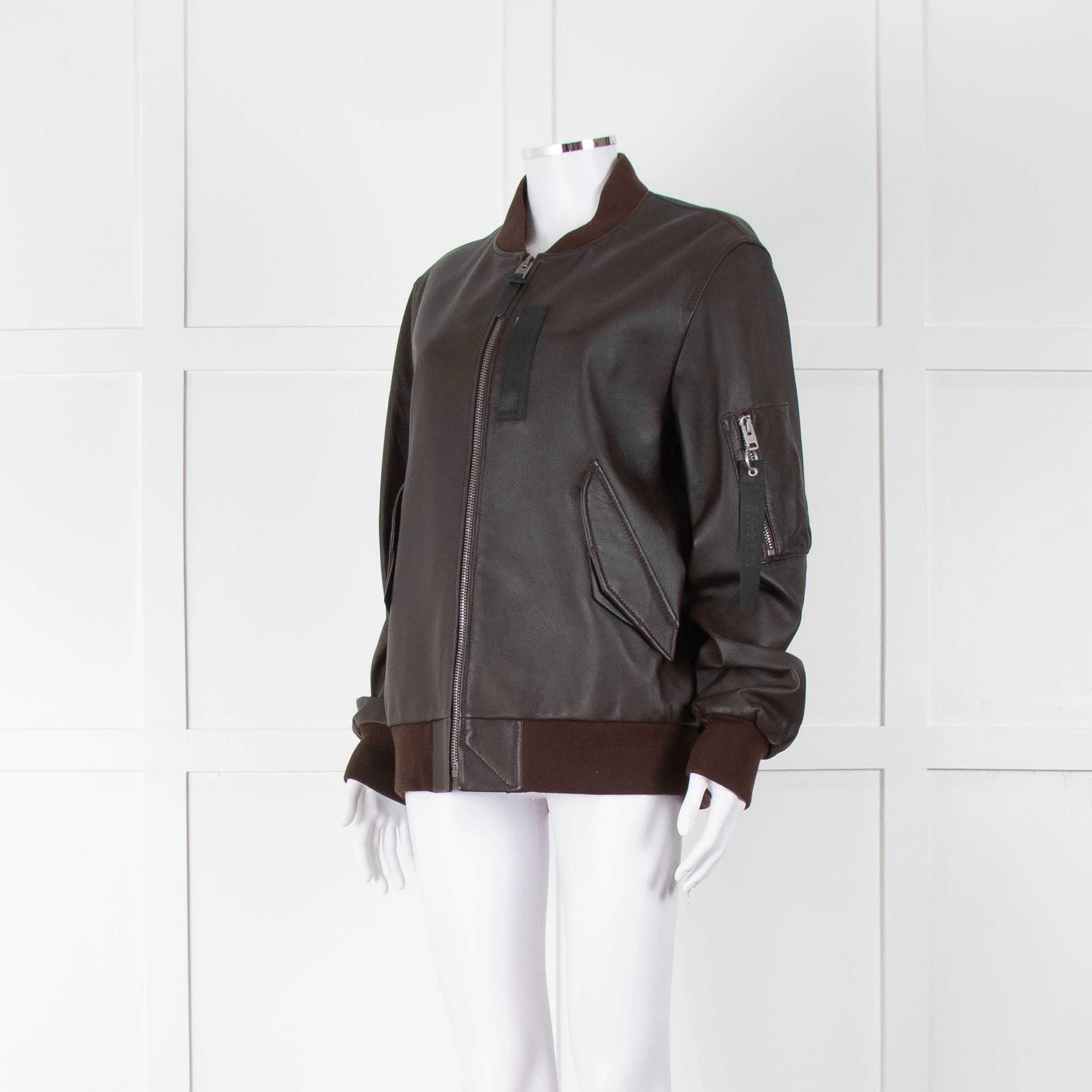Coach Brown Leather Bomber Jacket - Image 8
