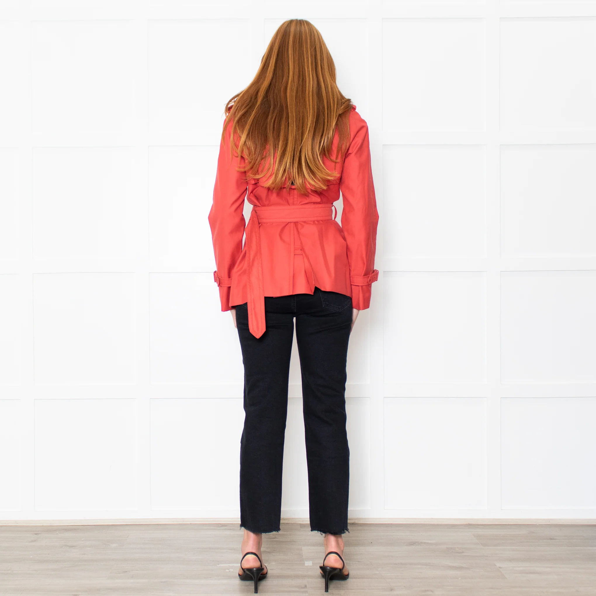 Coach Coral Red Short Length Trench Coat - Image 5