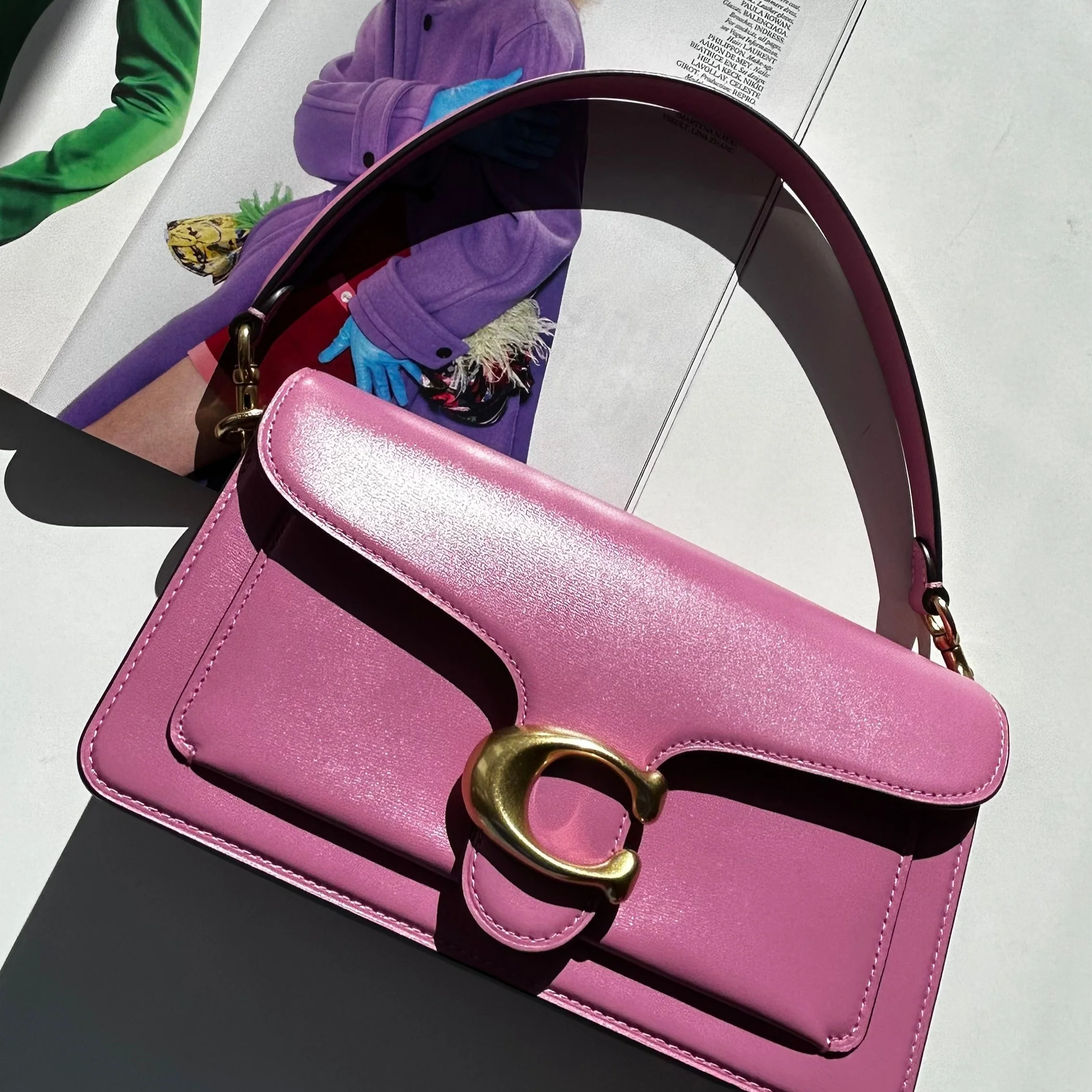 Coach Pink Tabby Chain Clutch Leather Bag - Image 9