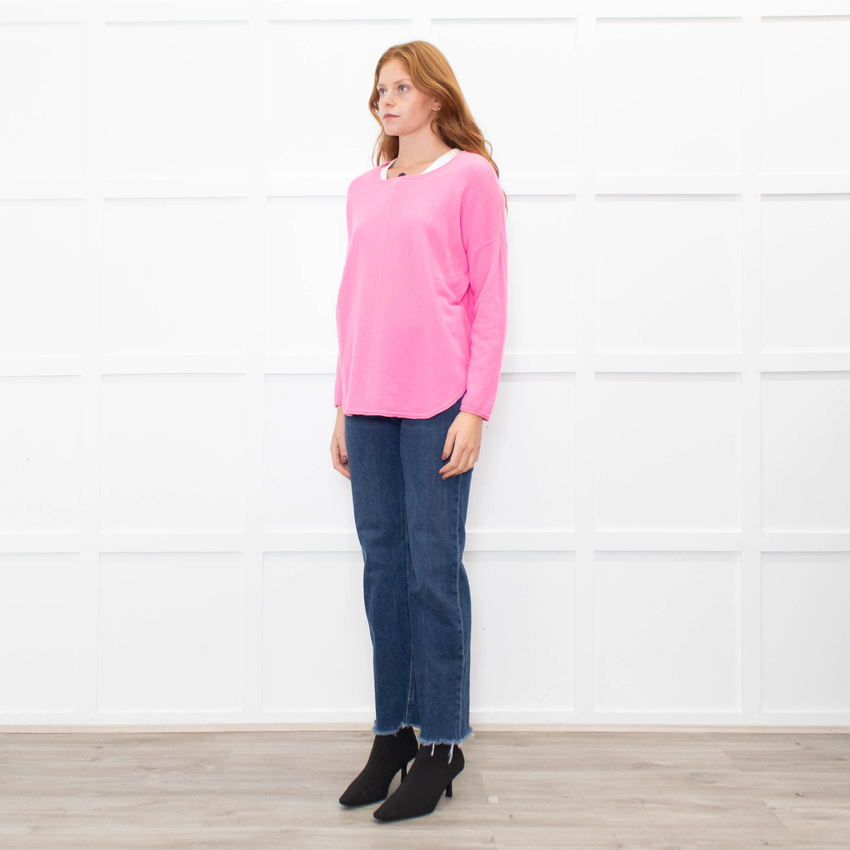 Cocoa Cashmere Pink Cashmere Jumper With Sparkle Stripe - Image 3
