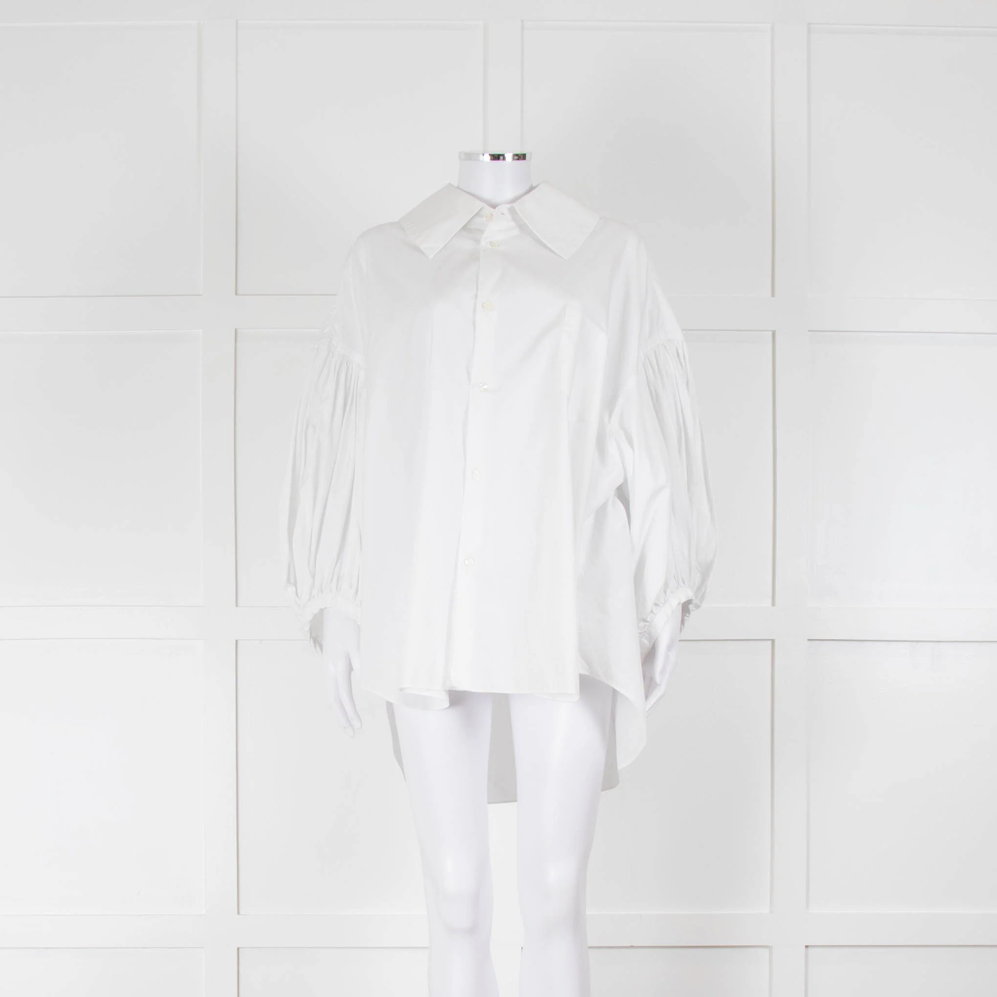 Comme Des Garcons Girl White Cotton Puffed Sleeve Shirt