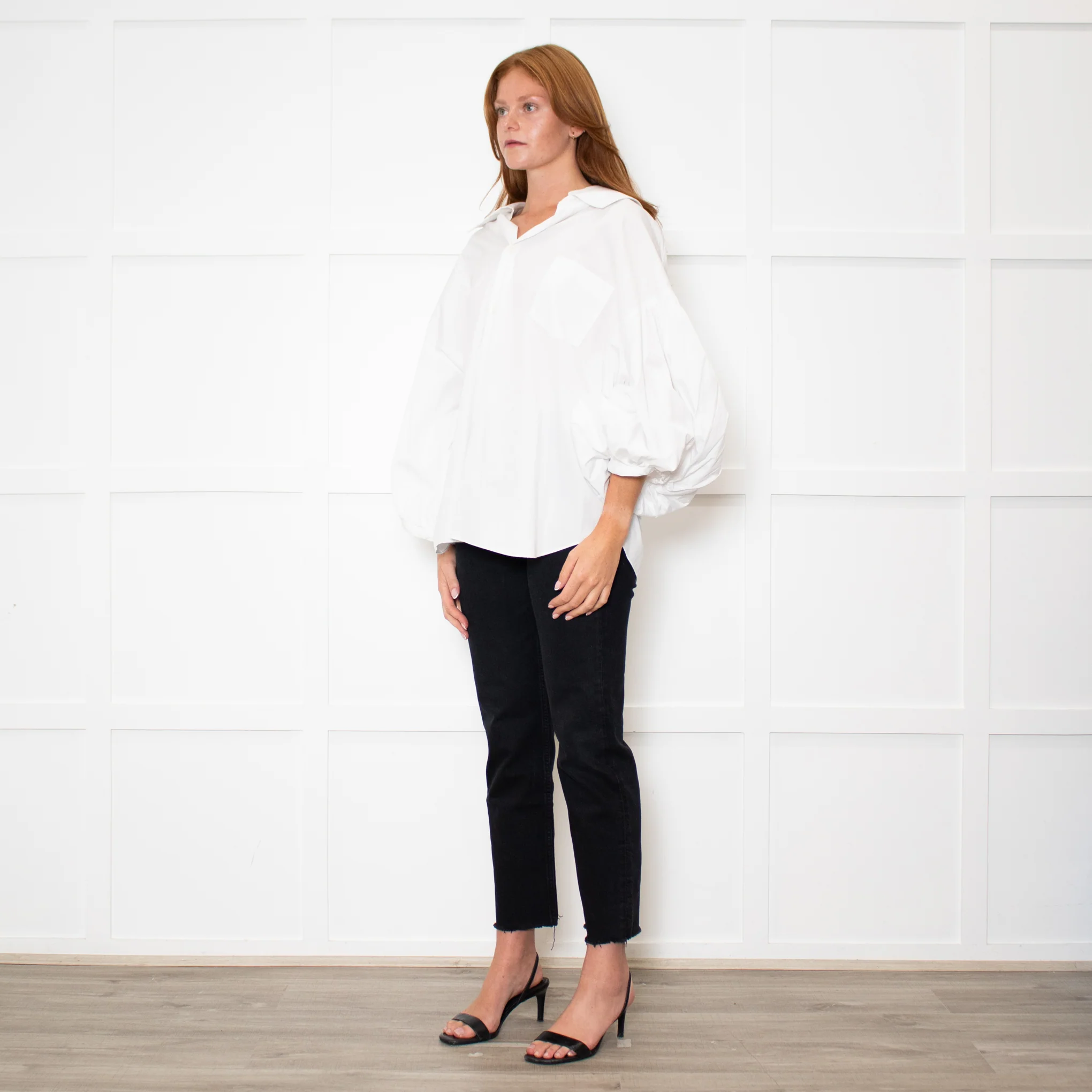 Comme Des Garcons Girl White Shirt with Puff Sleeves - Image 3