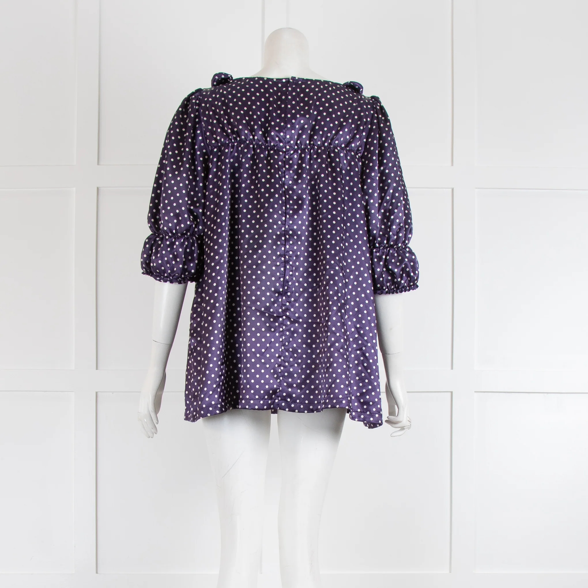 Comme Des Garcons Navy White Polka Dot Peter Pan Collar Top - Image 3