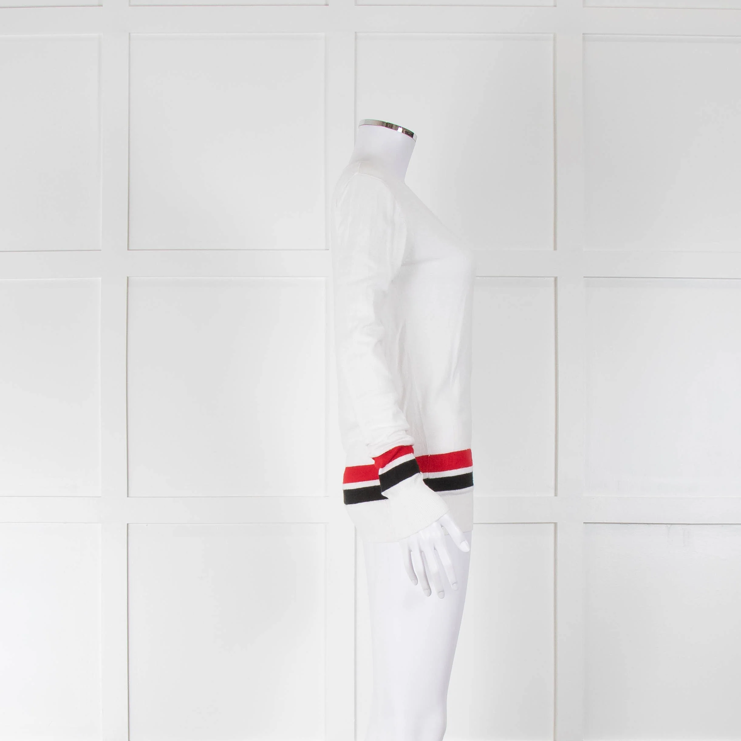 Comme des Garcons White V Neck Fine Knit Jumper - Image 2