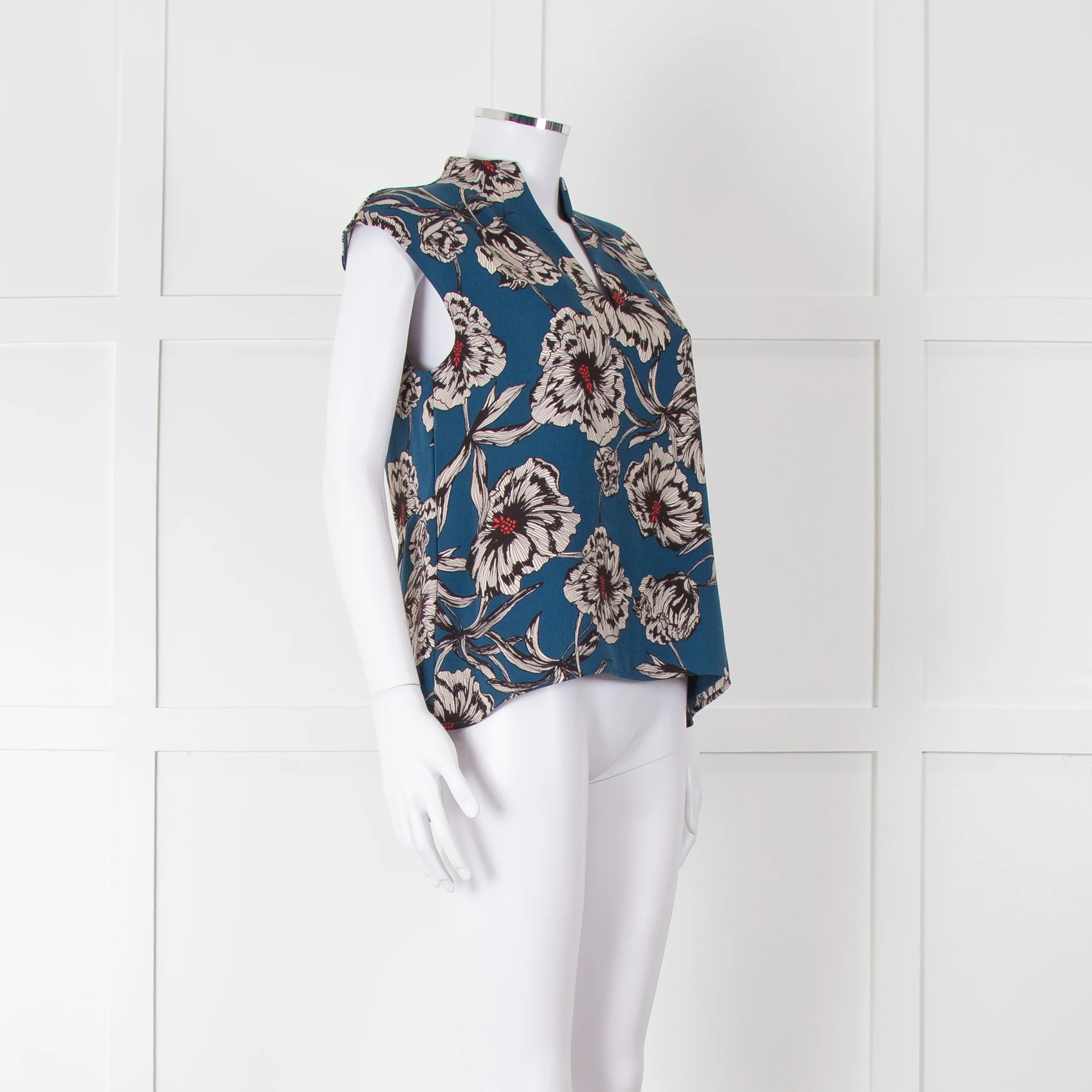 Cooper & Ella Blue Cream Red Floral Print Sleeveless Top - Image 2