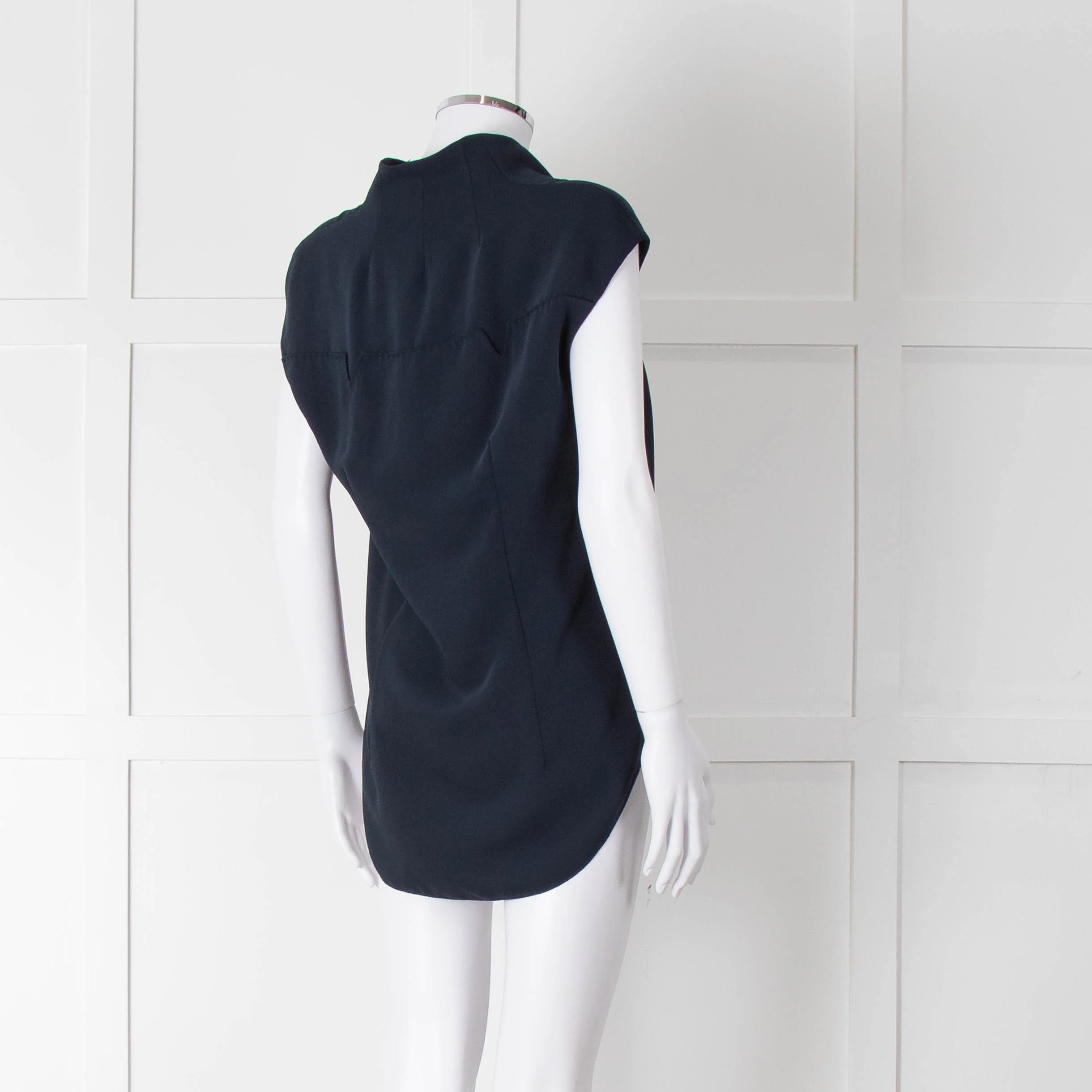 Costume National Navy Sleeveless V-Neck Top - Image 4