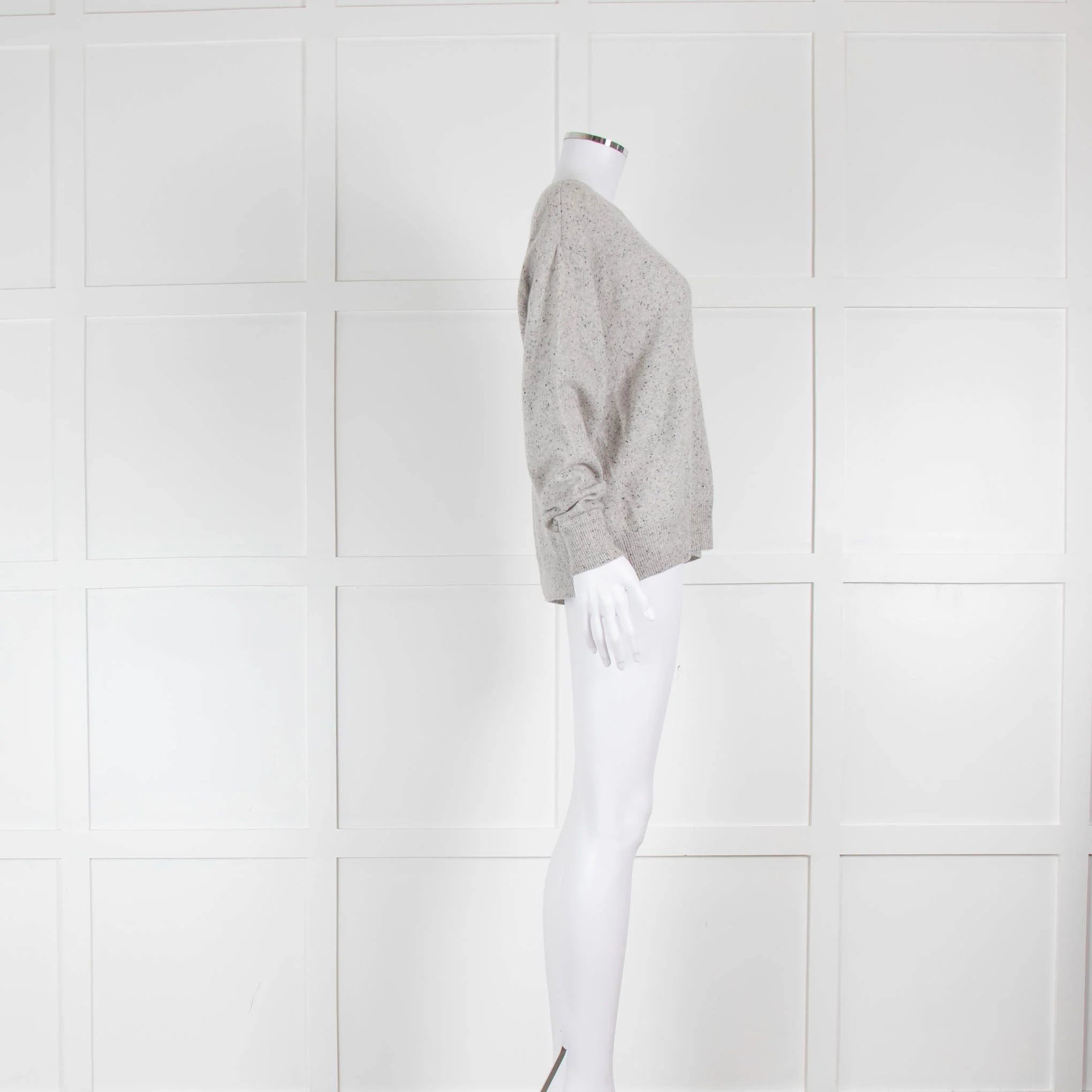 Crush Cashmere Grey Round Neck Flecked Jumper - Image 2