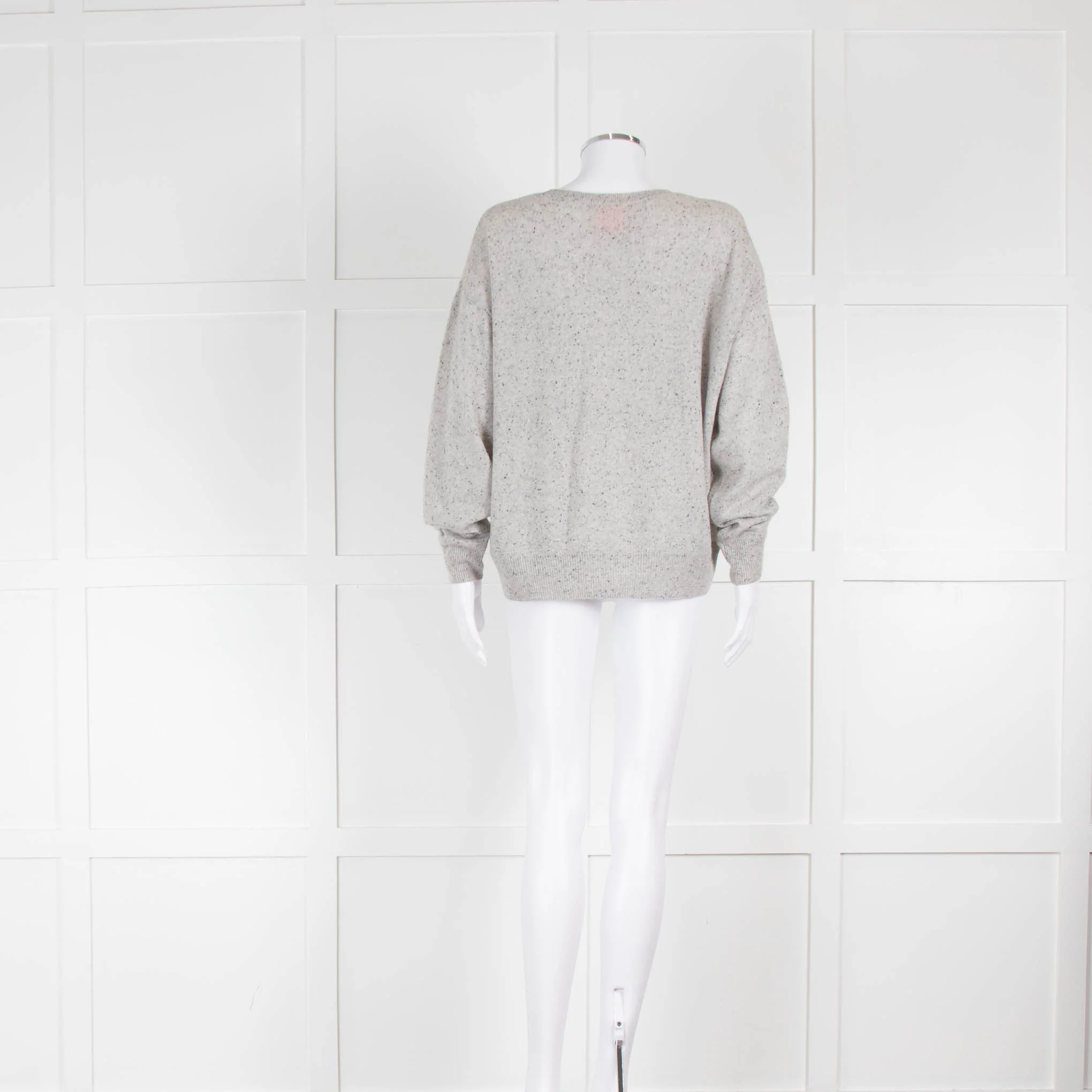 Crush Cashmere Grey Round Neck Flecked Jumper - Image 3
