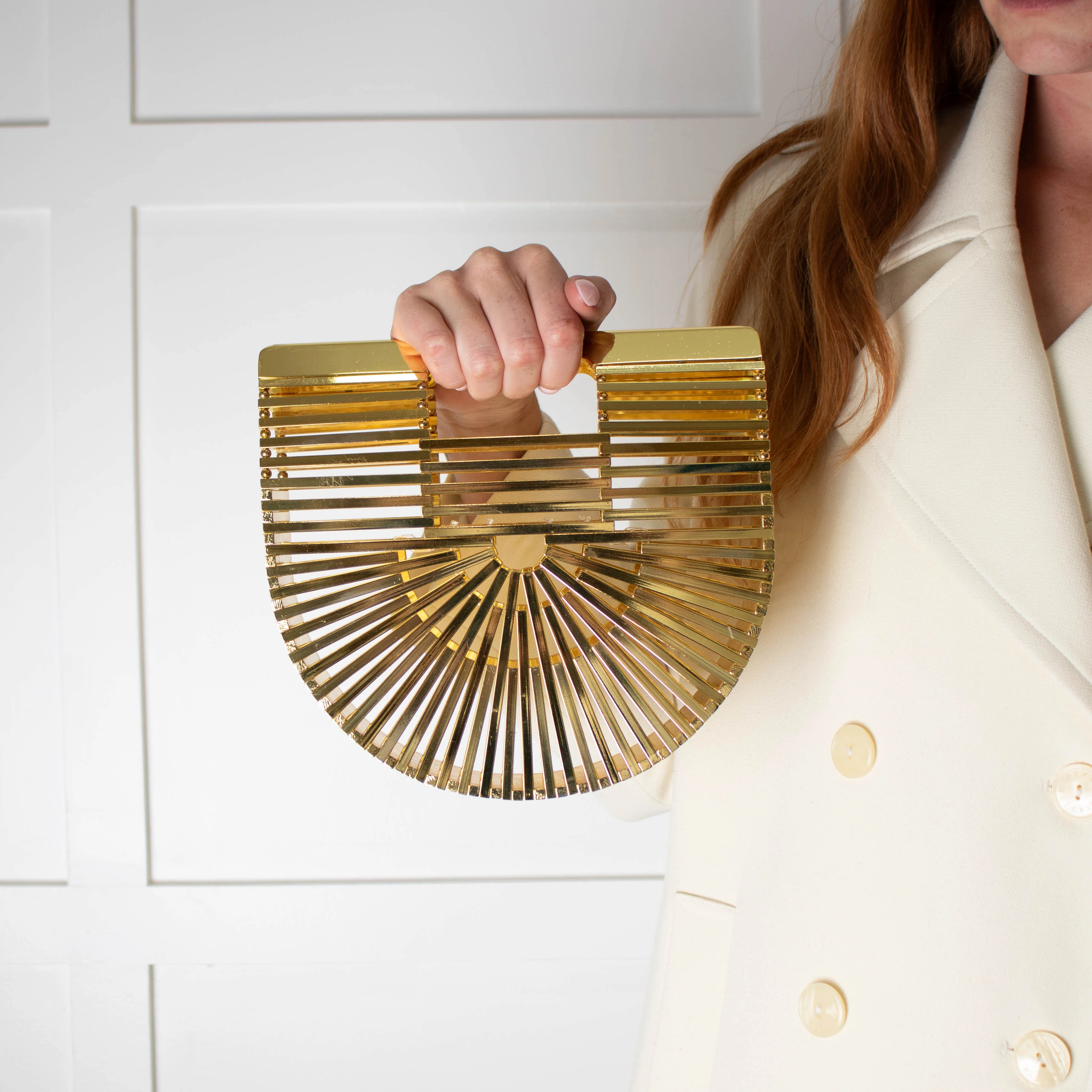 Cult Gaia Gold Ark Metal Clutch Bag - Image 4