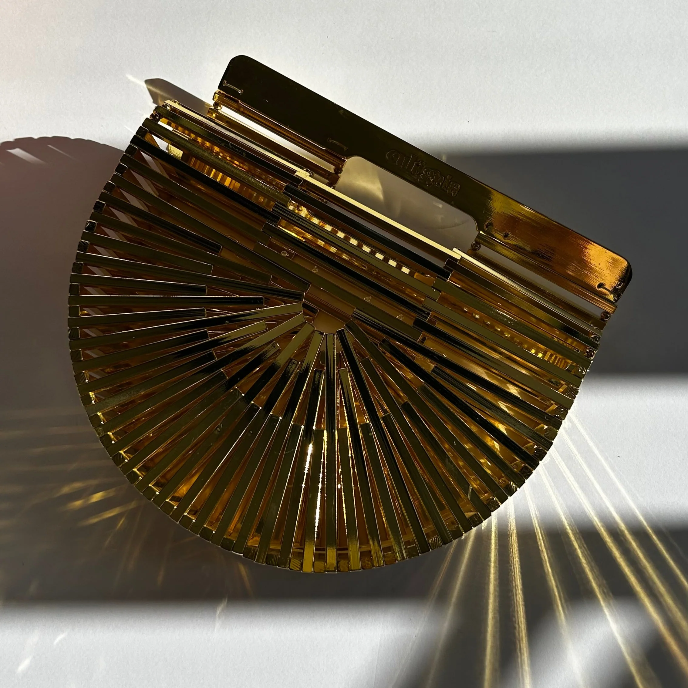 Cult Gaia Gold Ark Metal Clutch Bag - Image 9