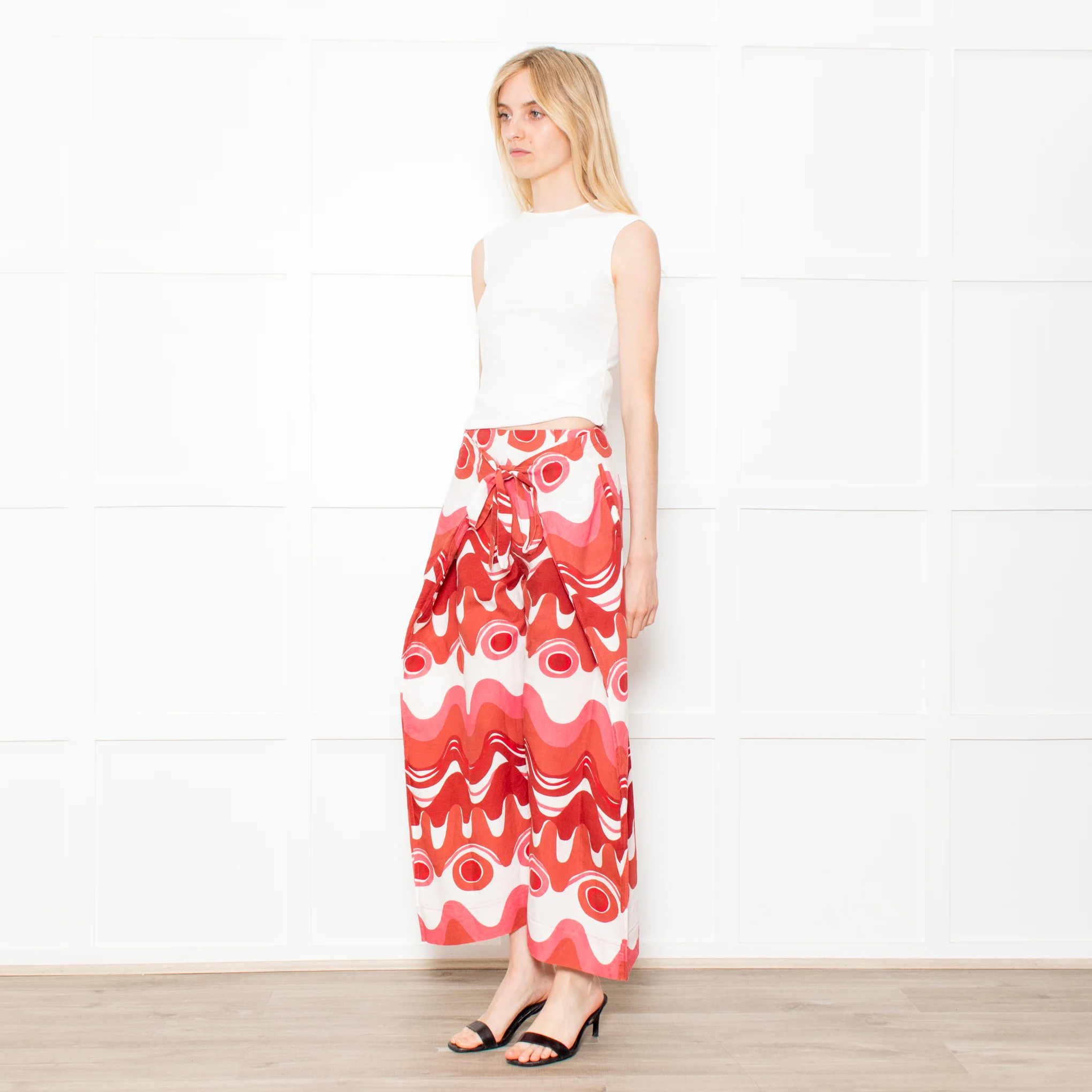 Cult Gaia Pink Linen Swirl Trousers - Image 3