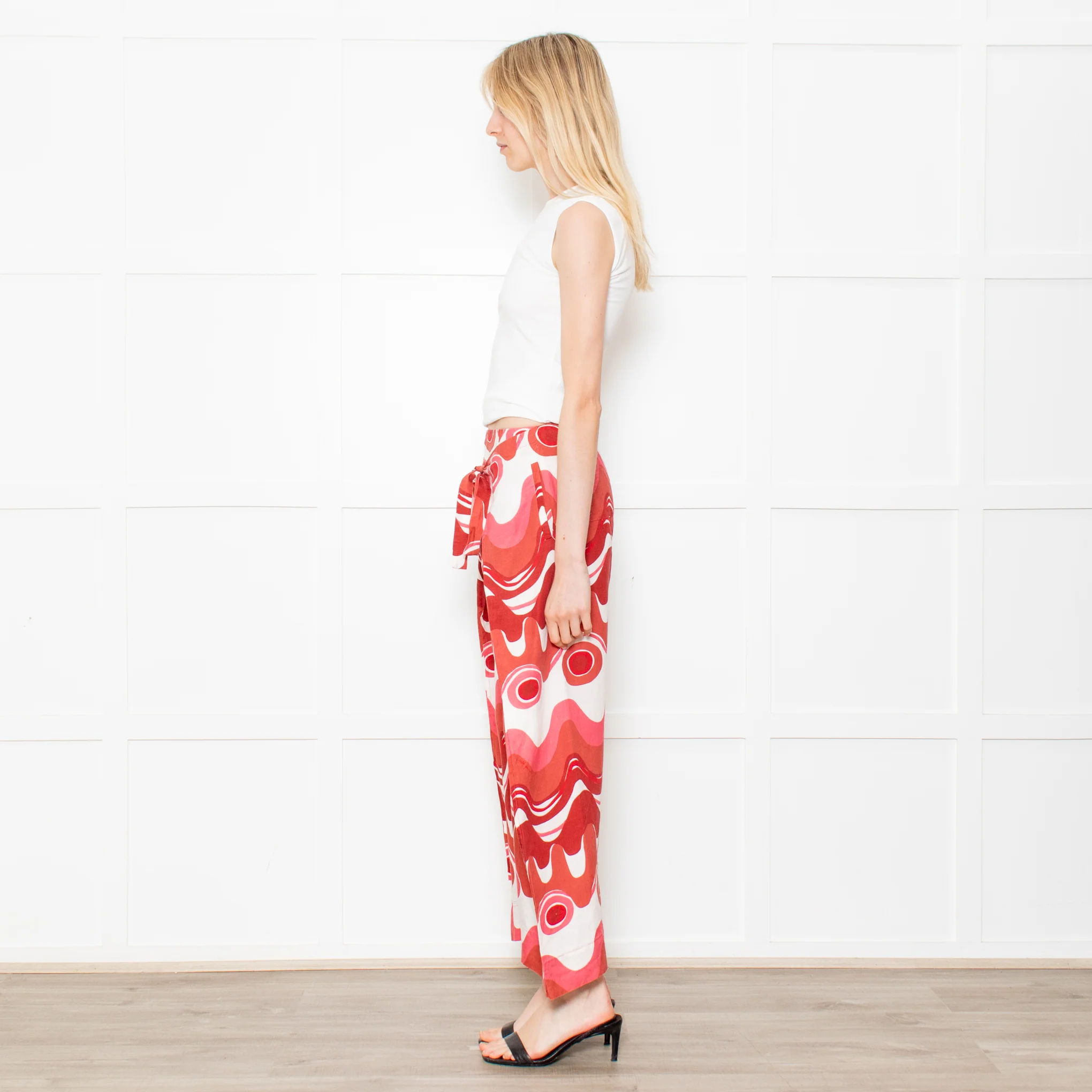 Cult Gaia Pink Linen Swirl Trousers - Image 4