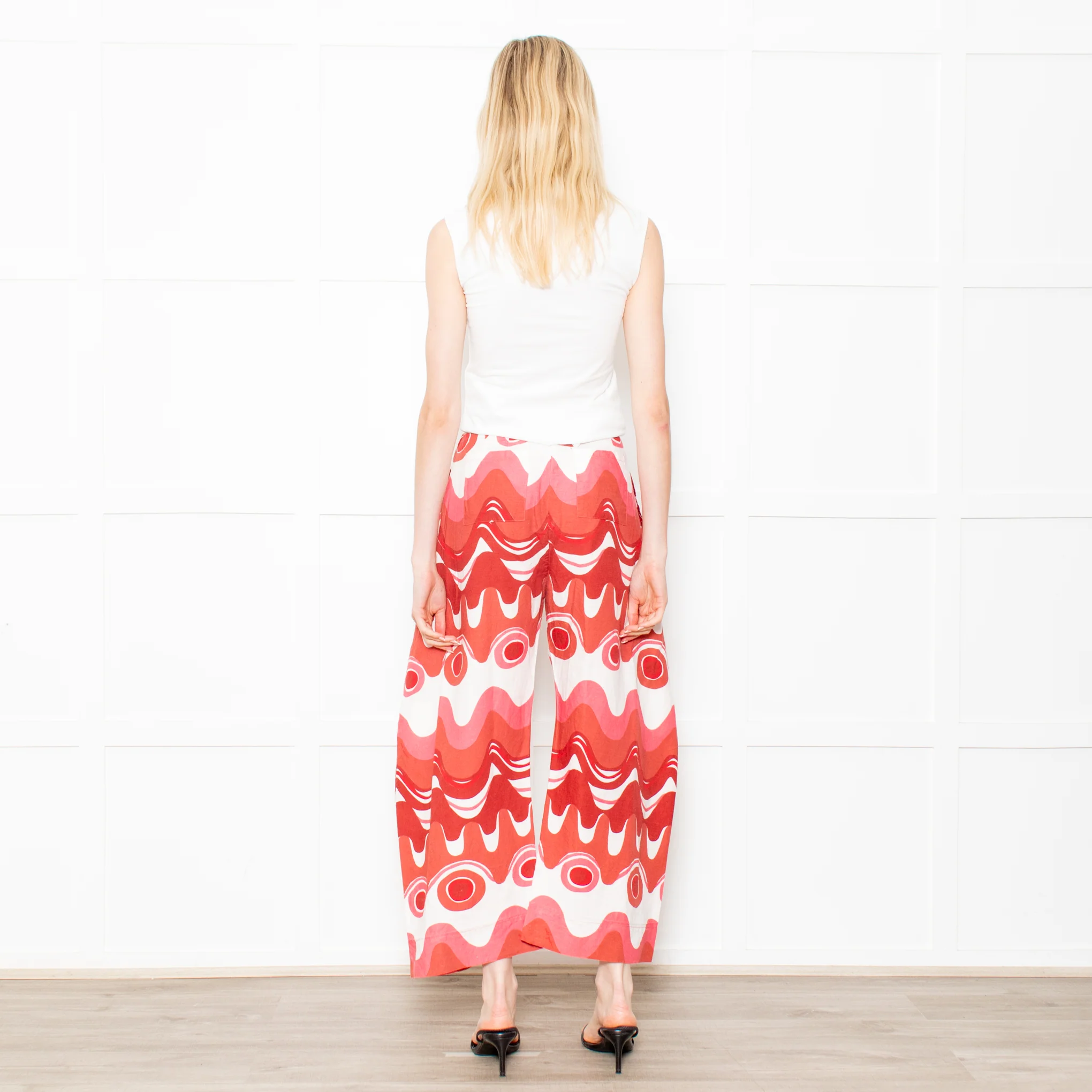 Cult Gaia Pink Linen Swirl Trousers - Image 5