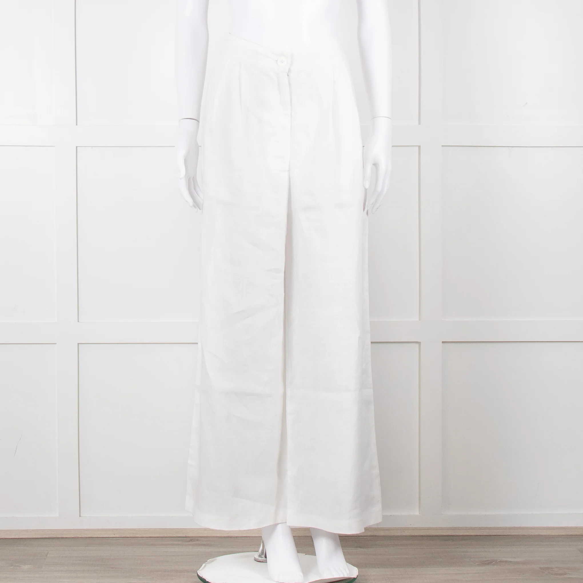 Cult Gaia White Linen Elasticated Waist Trousers