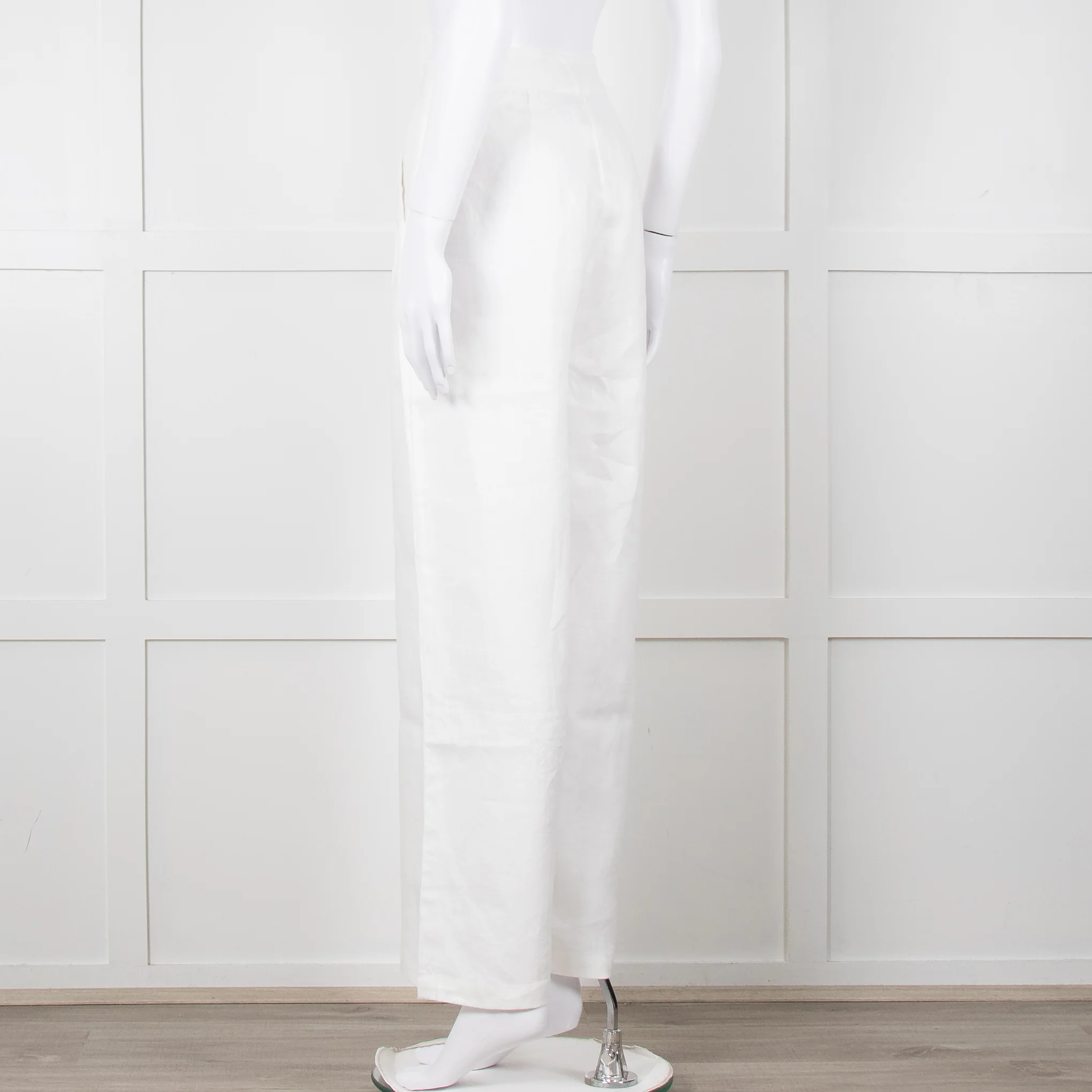 Cult Gaia White Linen Elasticated Waist Trousers - Image 6