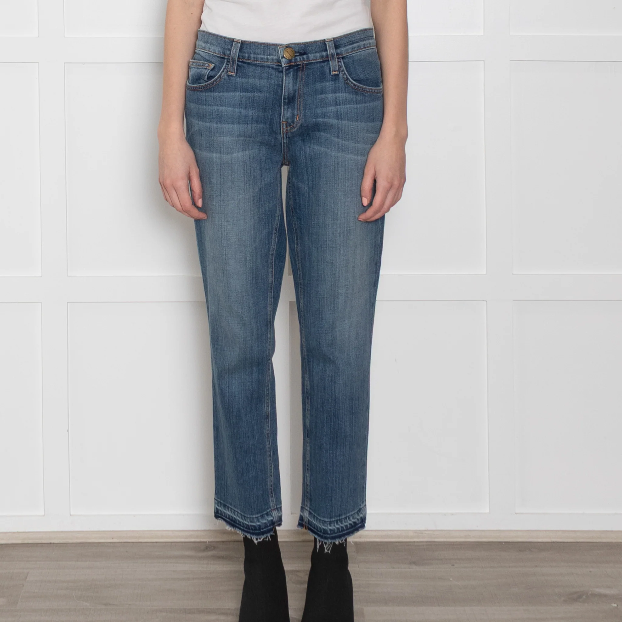 Current Elliott Blue Wash Cropped Straight Jeans - Image 2