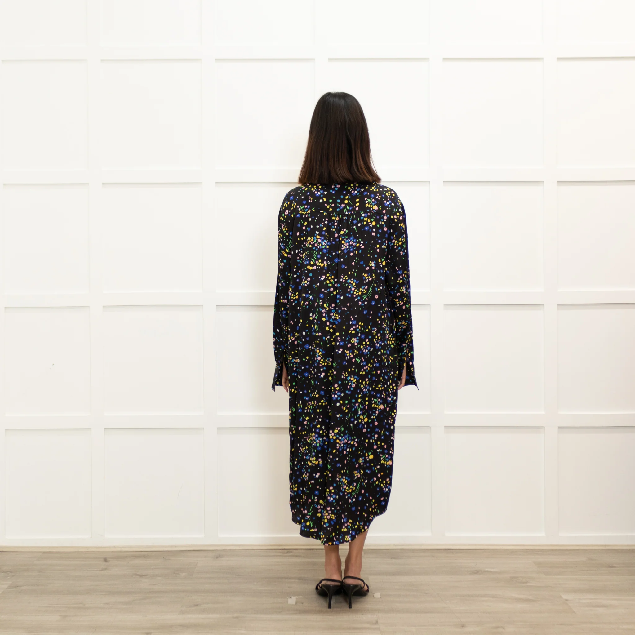 Custommade Black Yellow Blue Ditzy Floral Print Dress - Image 5