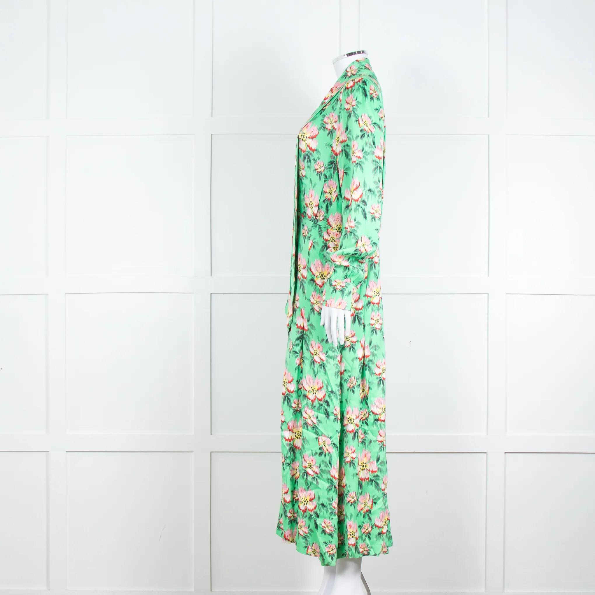 Custommade Green Pink Floral Neck Tie Midi Dress - Image 7
