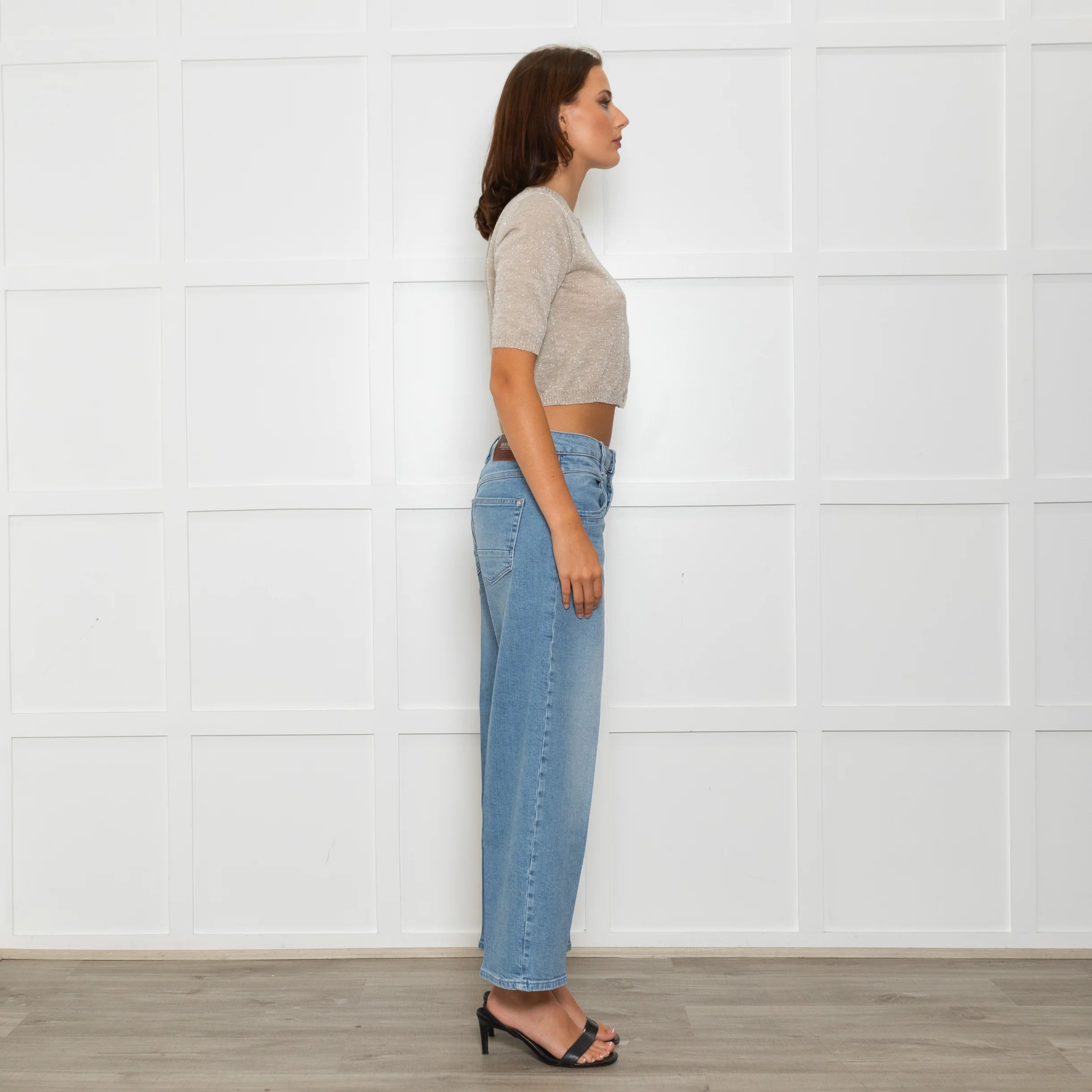D. Exterior Neutral Silver Lurex Knitted Cropped Cardigan - Image 6