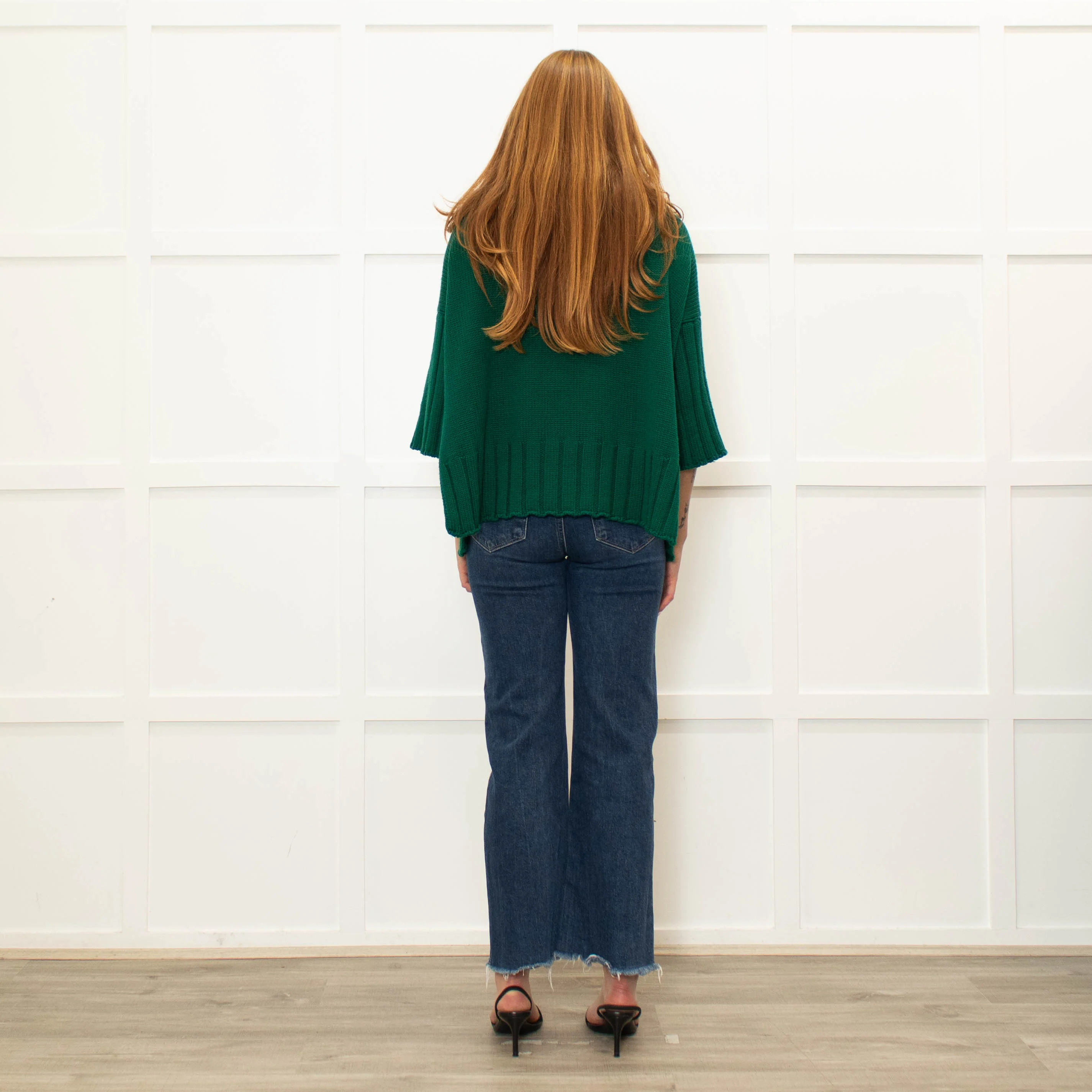 Daniel & Mayer Green Chunky Roll Neck 3/4 Length Sleeve Jumper - Image 5