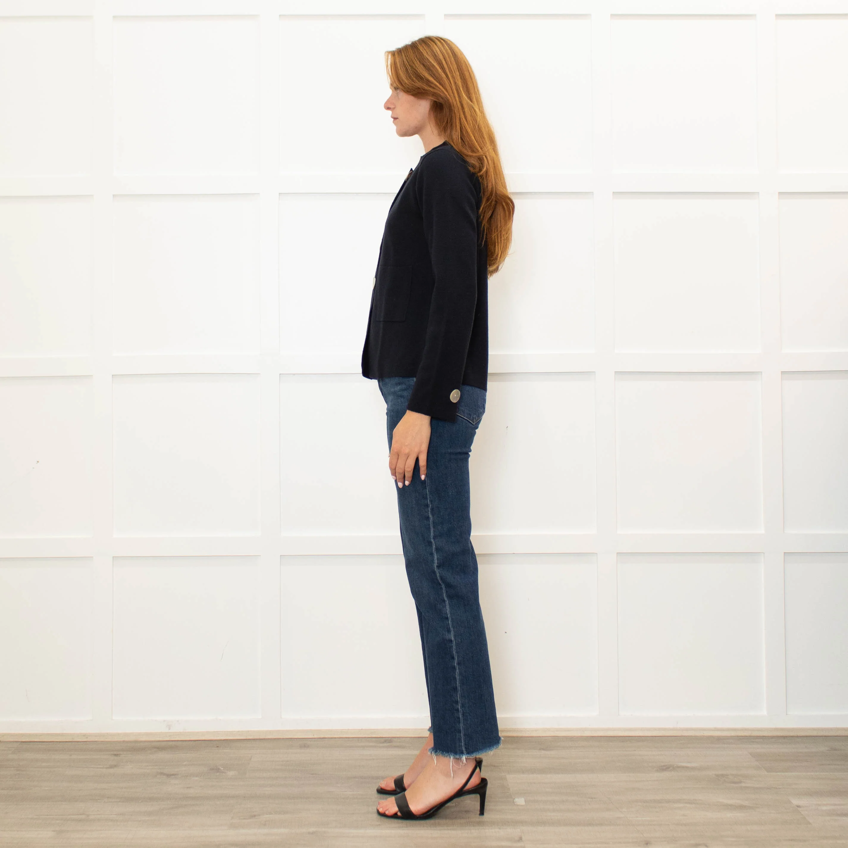 Daniel & Mayer Navy Short Cardigan Mother Of Pearl Buttons - Image 4