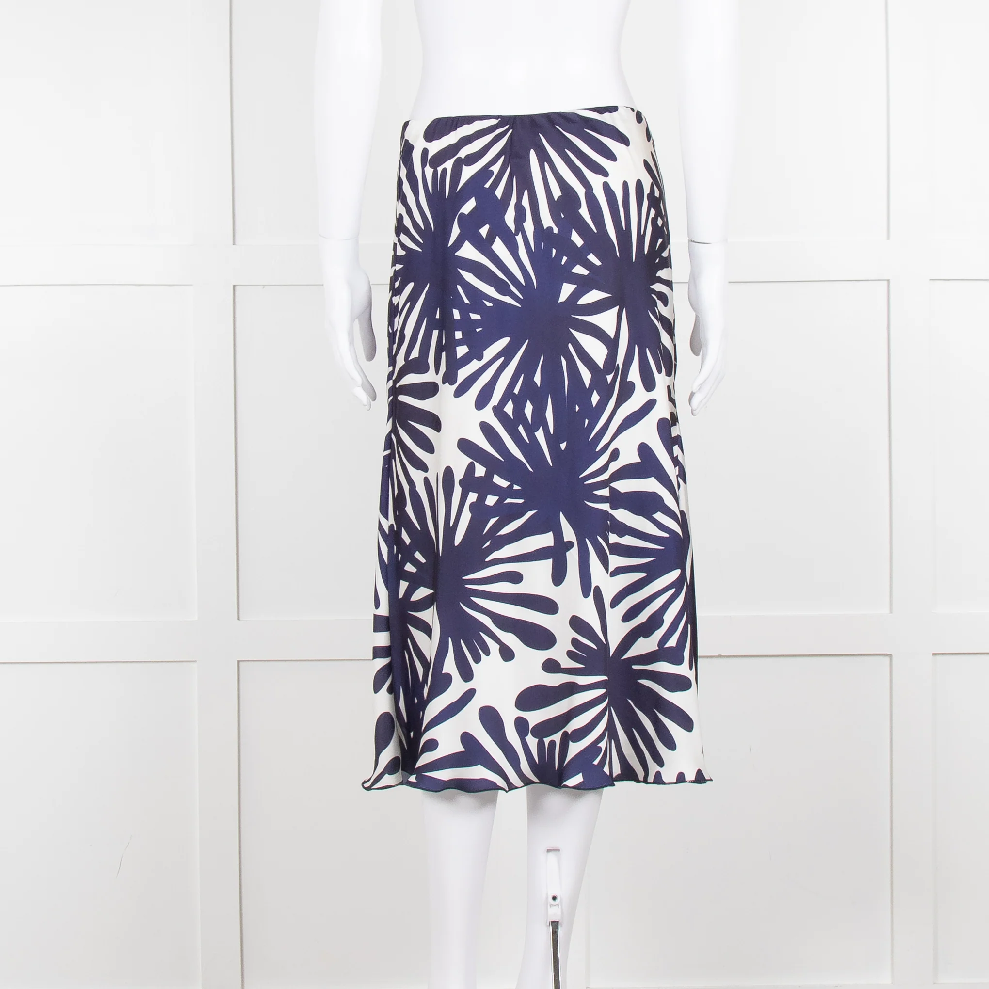 Daniel & Mayer White Navy Print Slip Skirt - Image 5