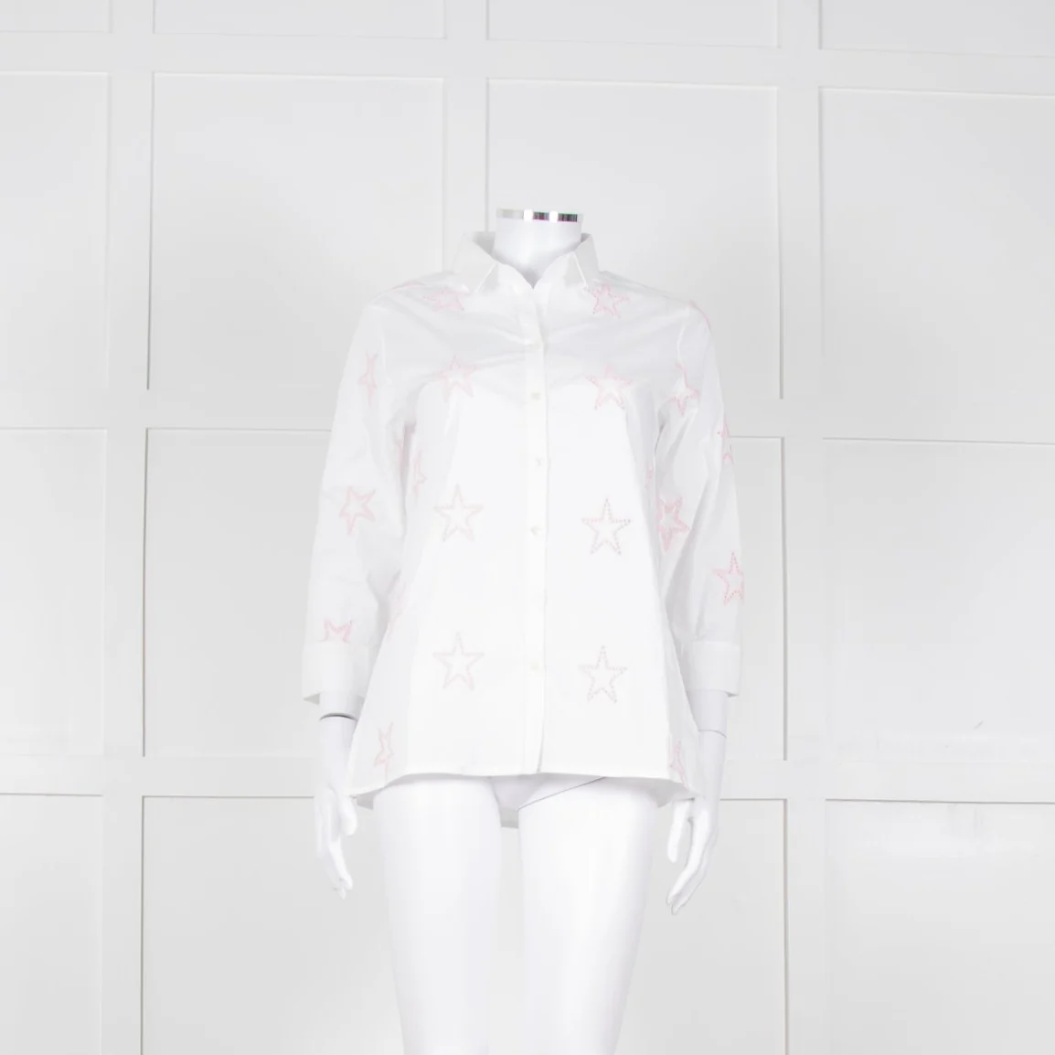 Daniel & Mayer White Pink Star Embroidered Shirt