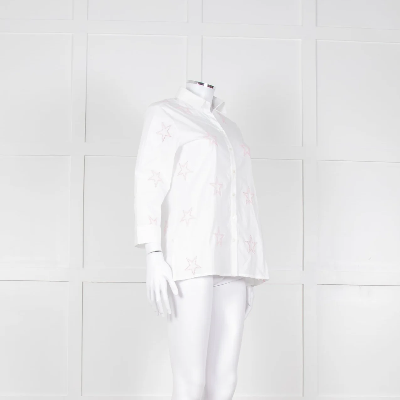 Daniel & Mayer White Pink Star Embroidered Shirt - Image 2