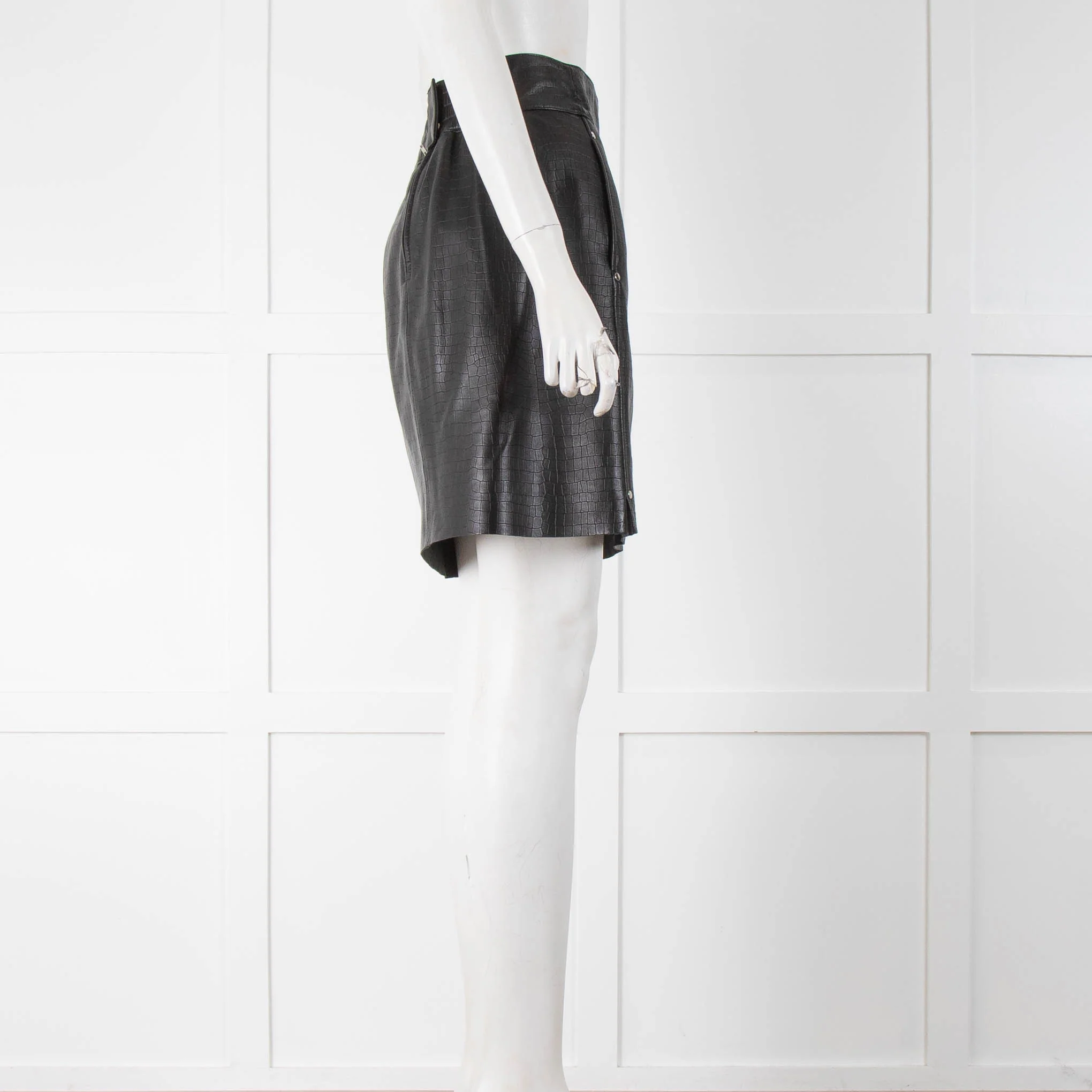 Dante 6  Black Textured Leather Skirt - Image 2