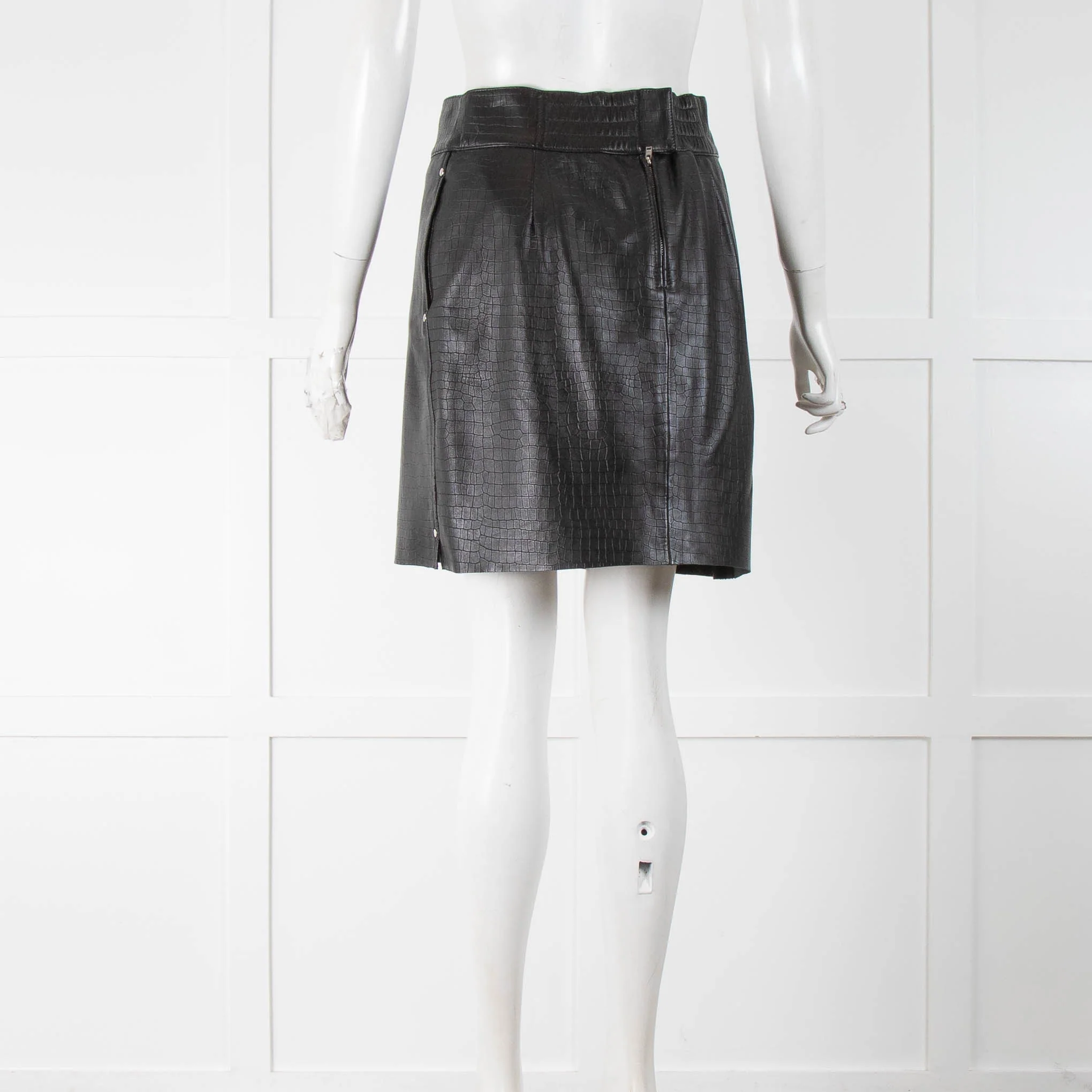 Dante 6  Black Textured Leather Skirt - Image 3