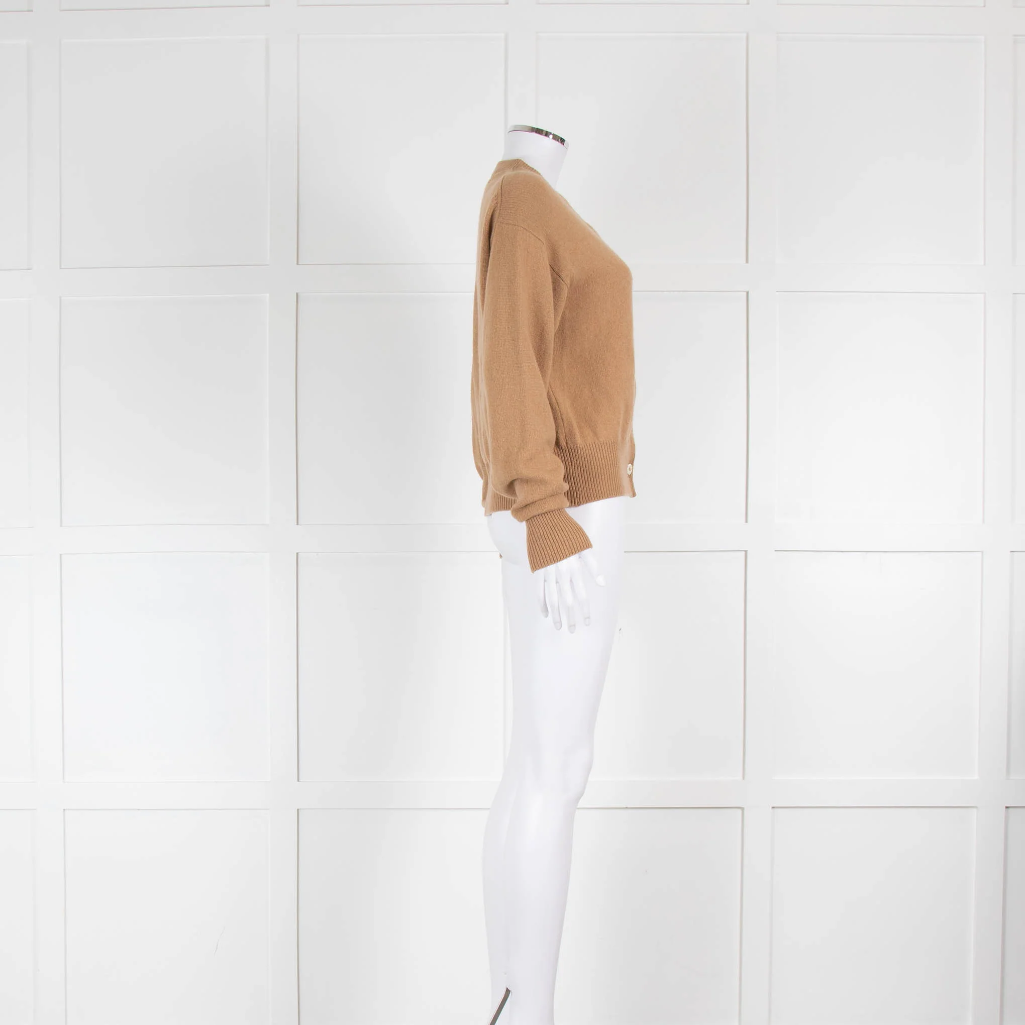 &DAUGHTER Ada Geelong Crewneck Cardigan In Brown Sugar Camel - Image 3