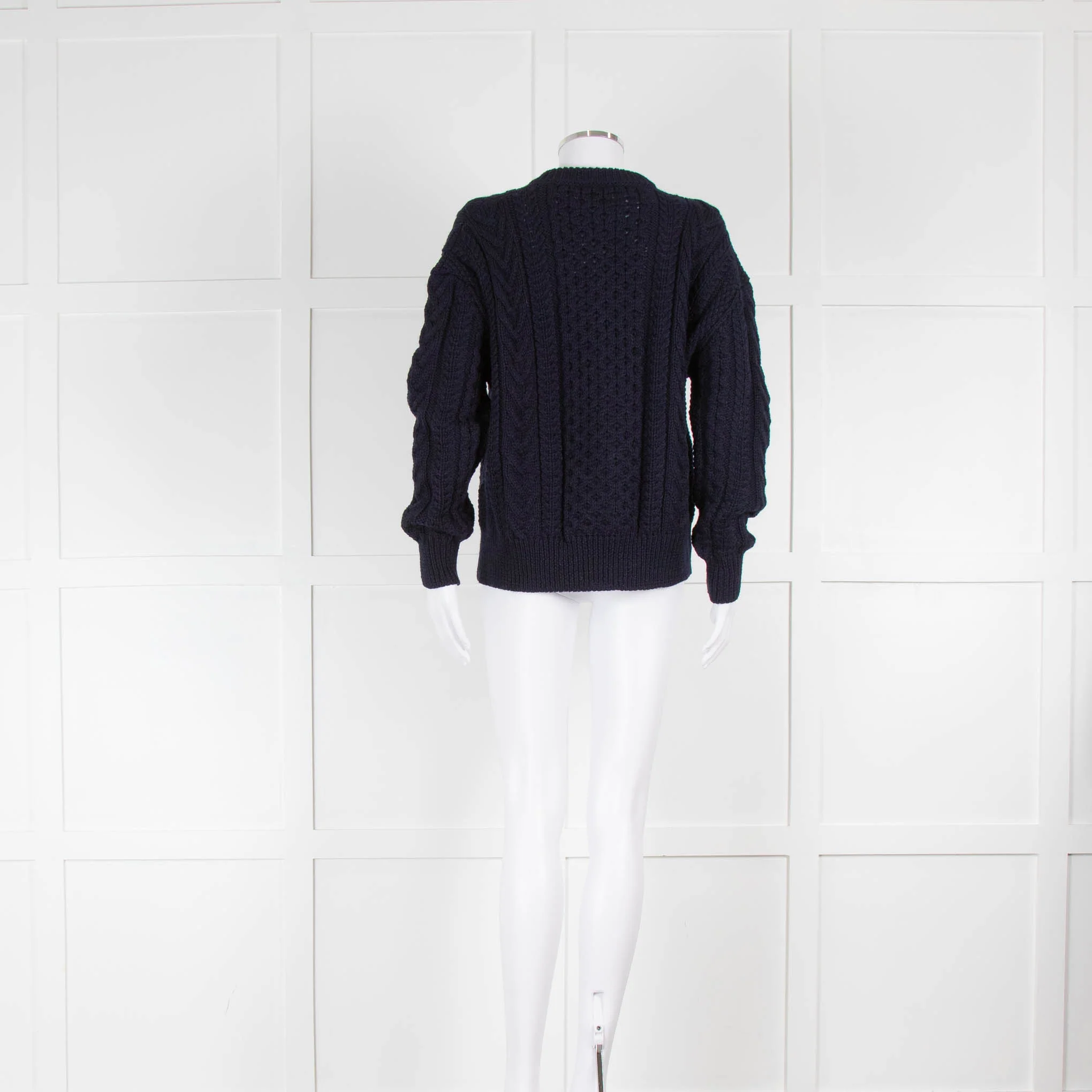 &DAUGHTER Ardara Aran Crewneck In Navy Blue - Image 4