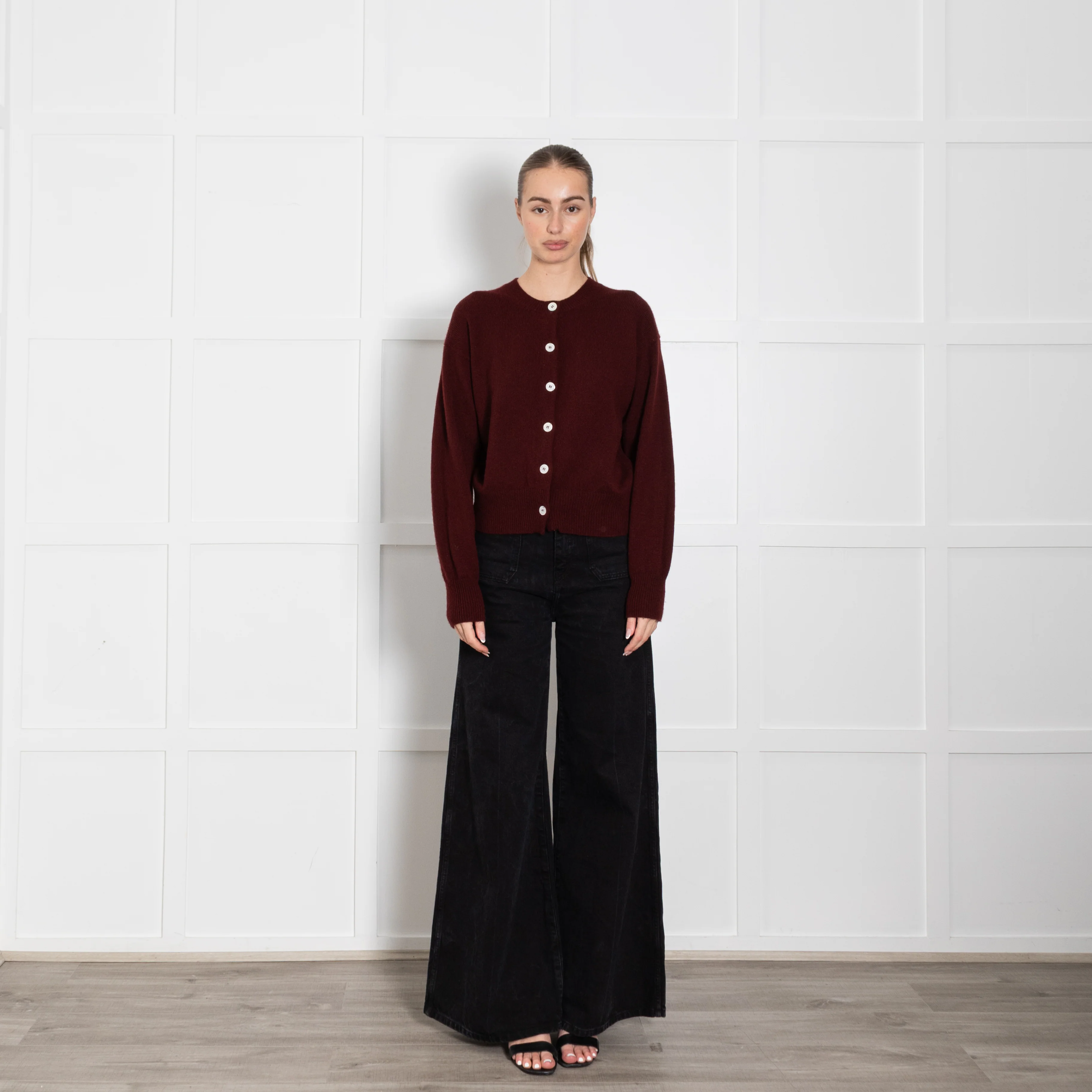 &Daughter Burgundy Lambswool Cardigan