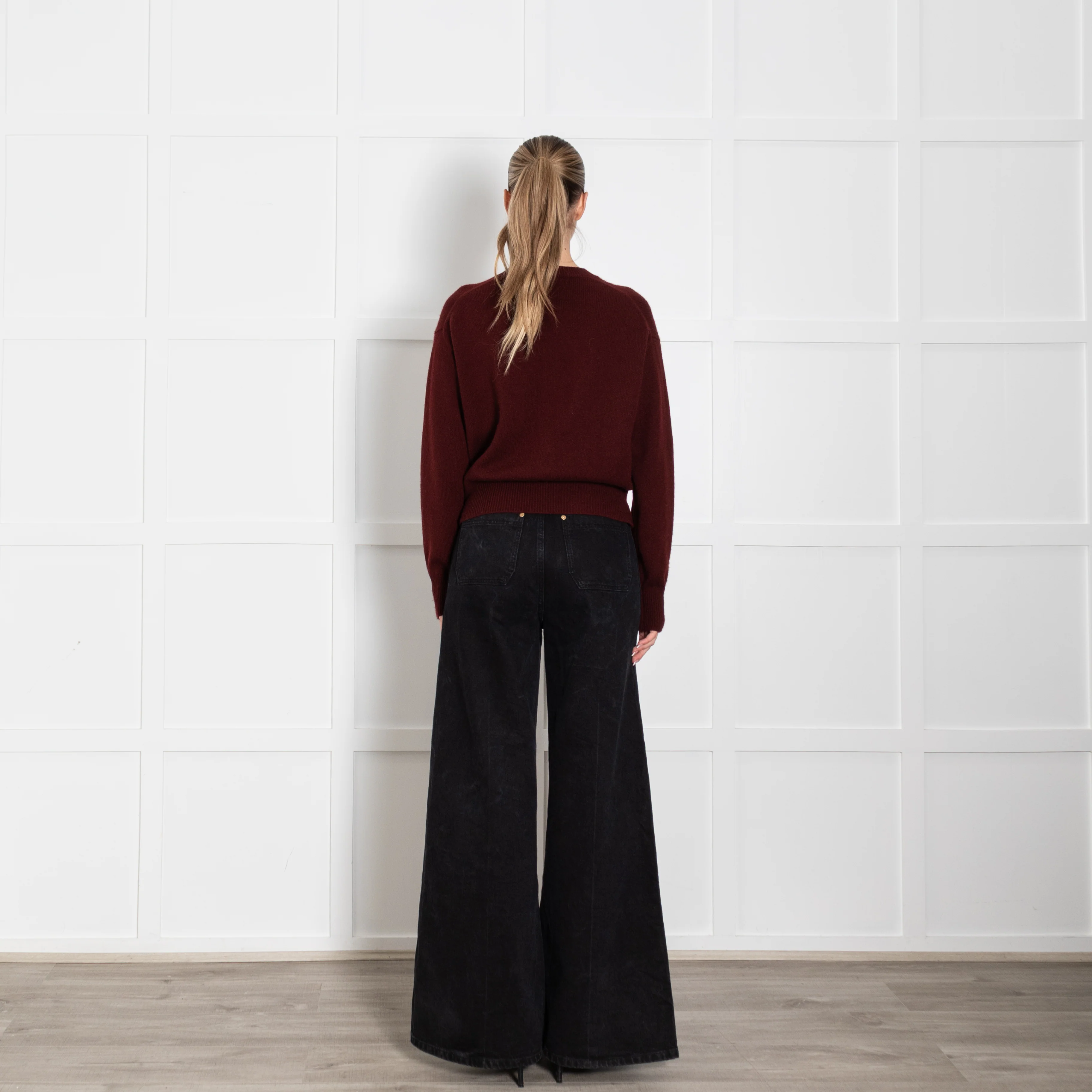&Daughter Burgundy Lambswool Cardigan - Image 5