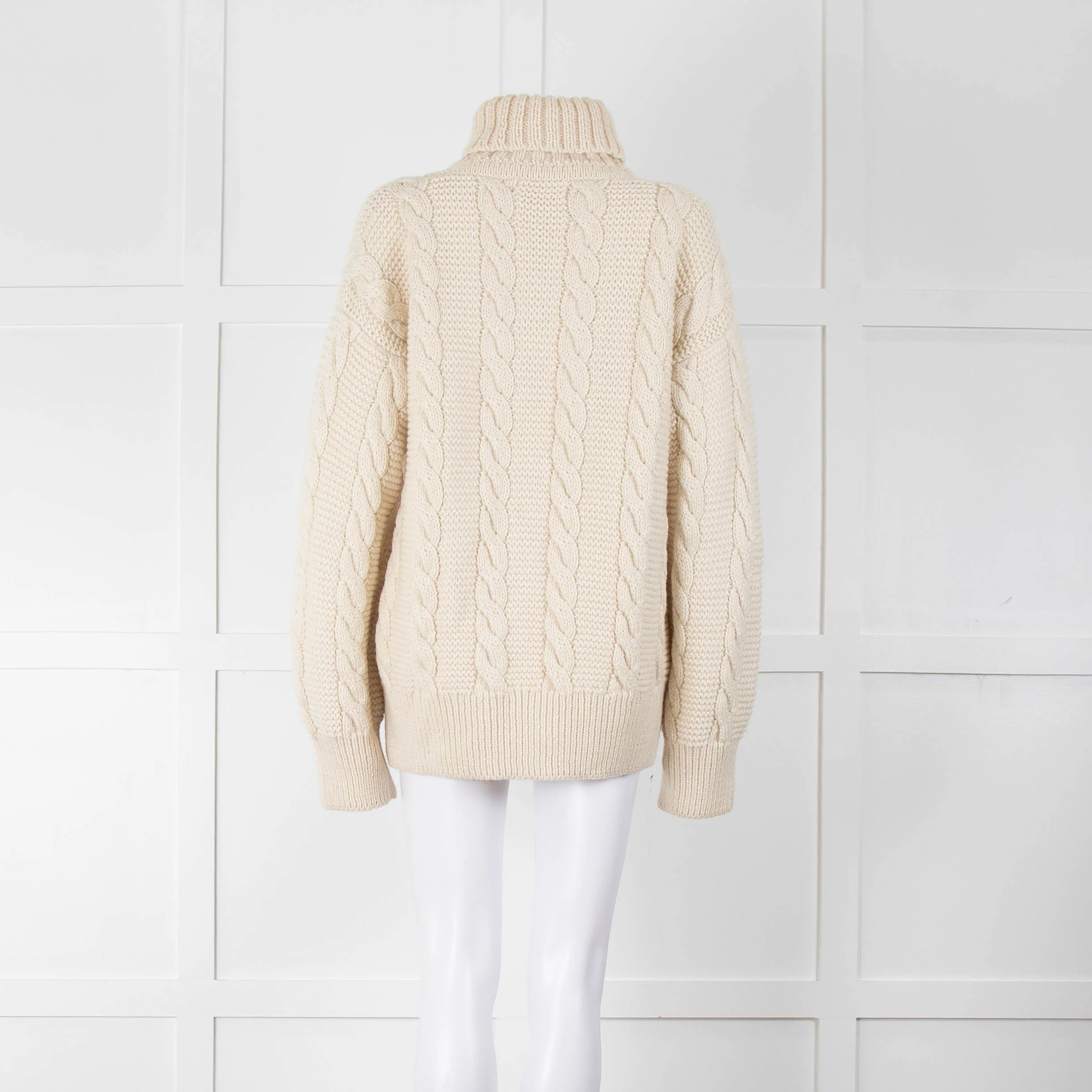&Daughter Cable Knit Ecru High Neck Jumper - Image 4