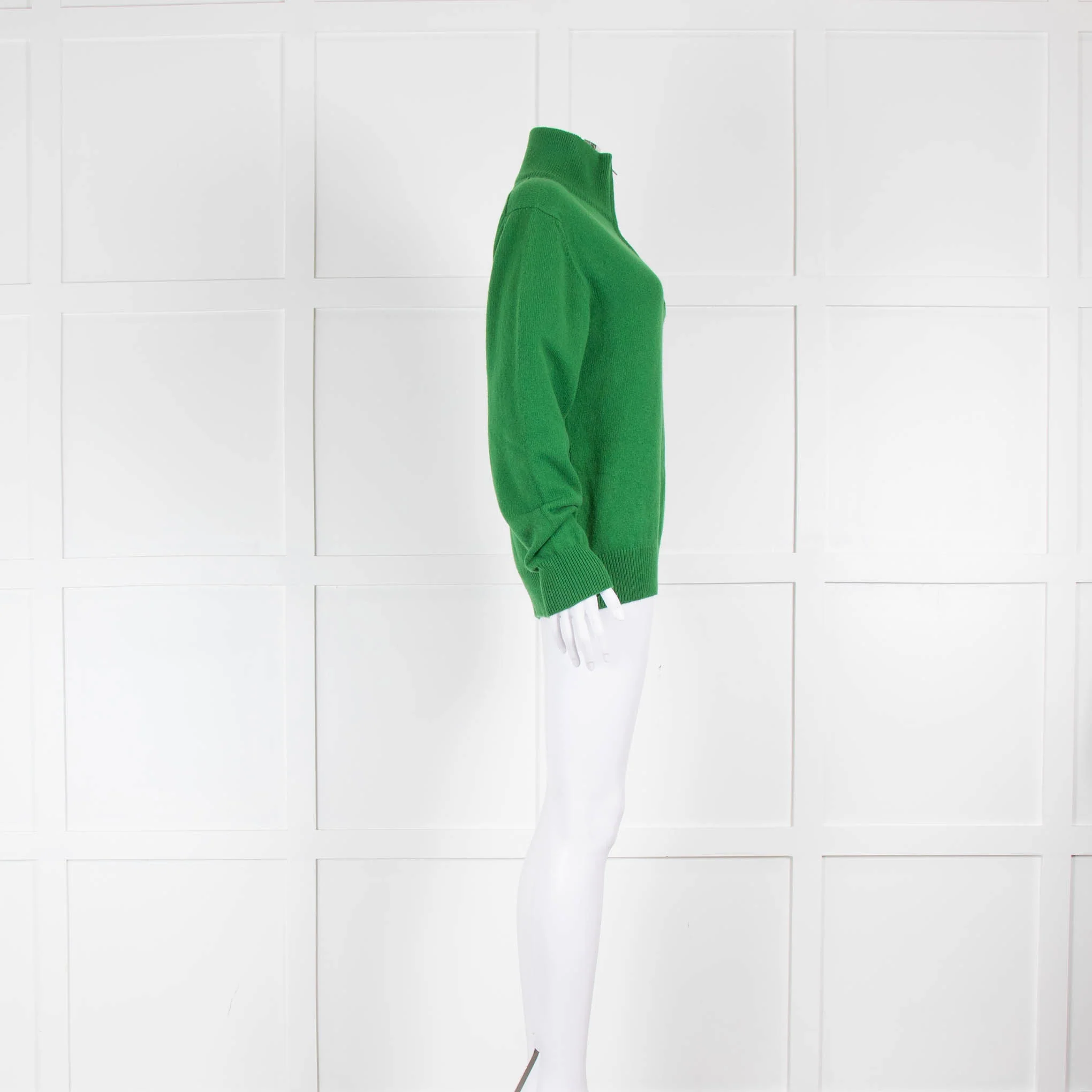 &DAUGHTER Quarter Zip Roll Neck Jumper In Green - Image 3