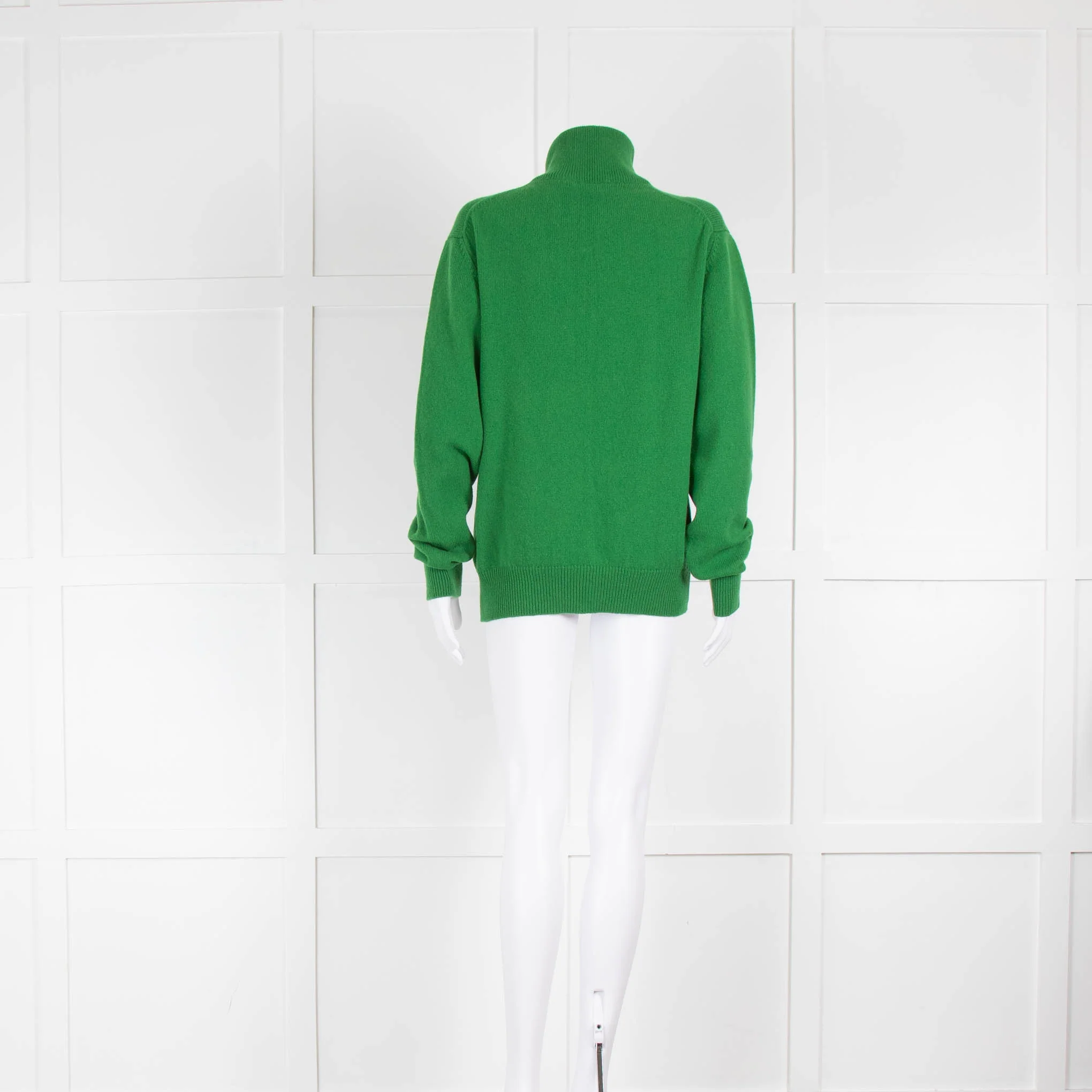 &DAUGHTER Quarter Zip Roll Neck Jumper In Green - Image 4